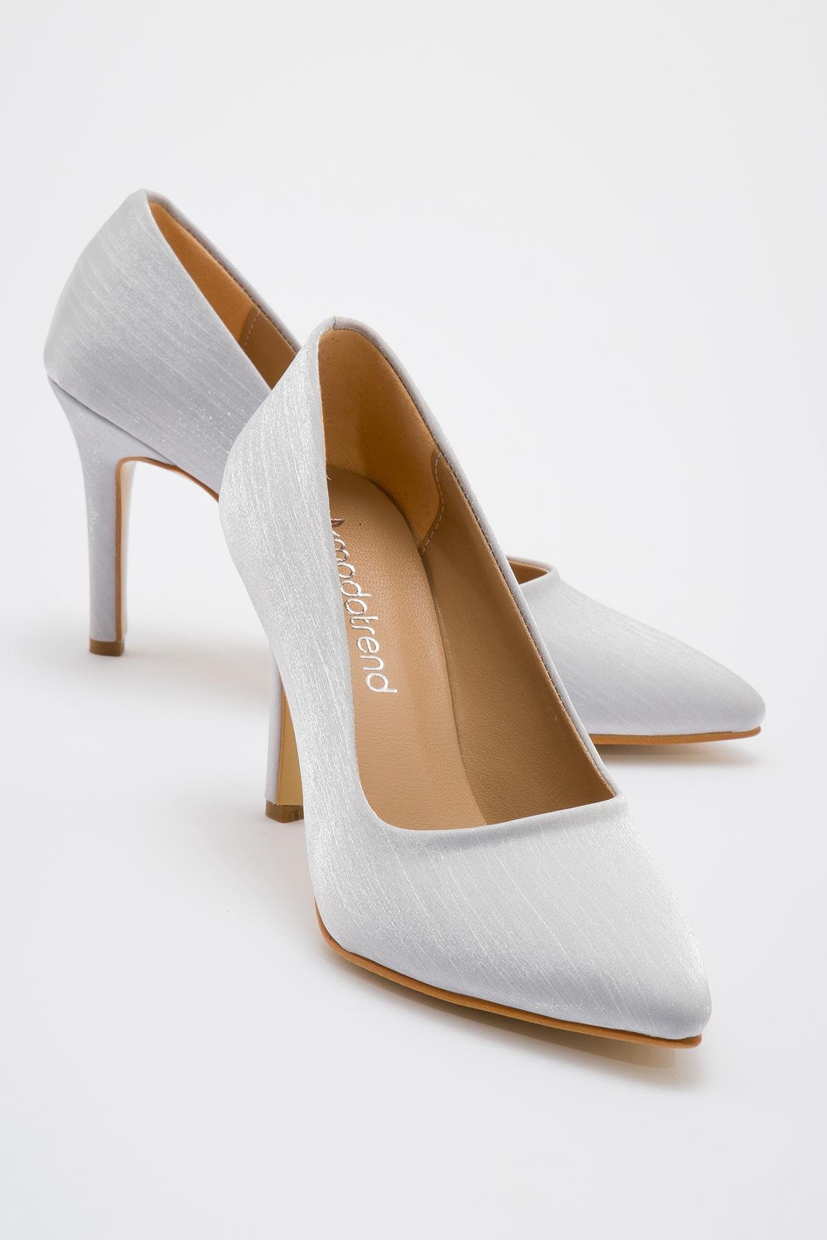 Kadın Stiletto GÜMÜŞ ÇİZGİLİ - Görsel 2