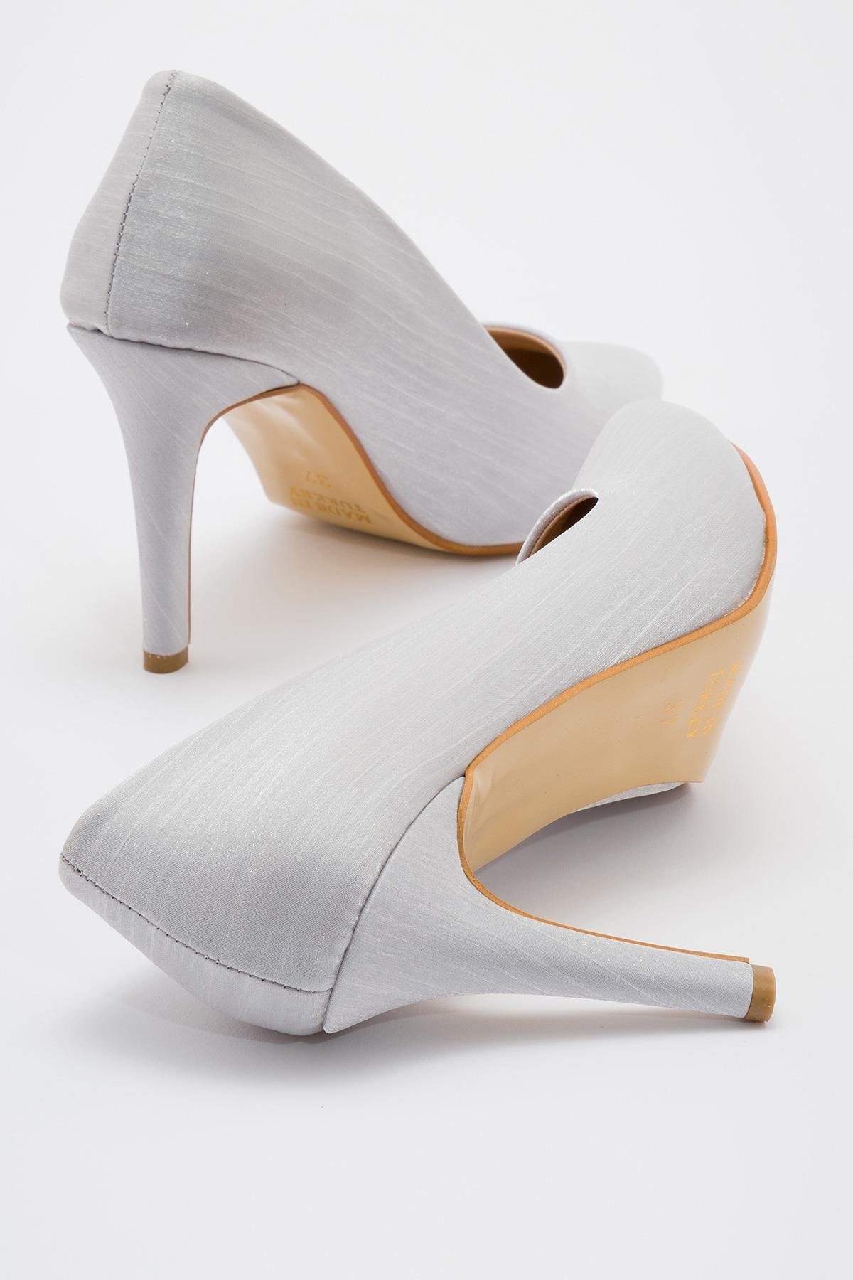 Kadın Stiletto GÜMÜŞ ÇİZGİLİ - Görsel 5