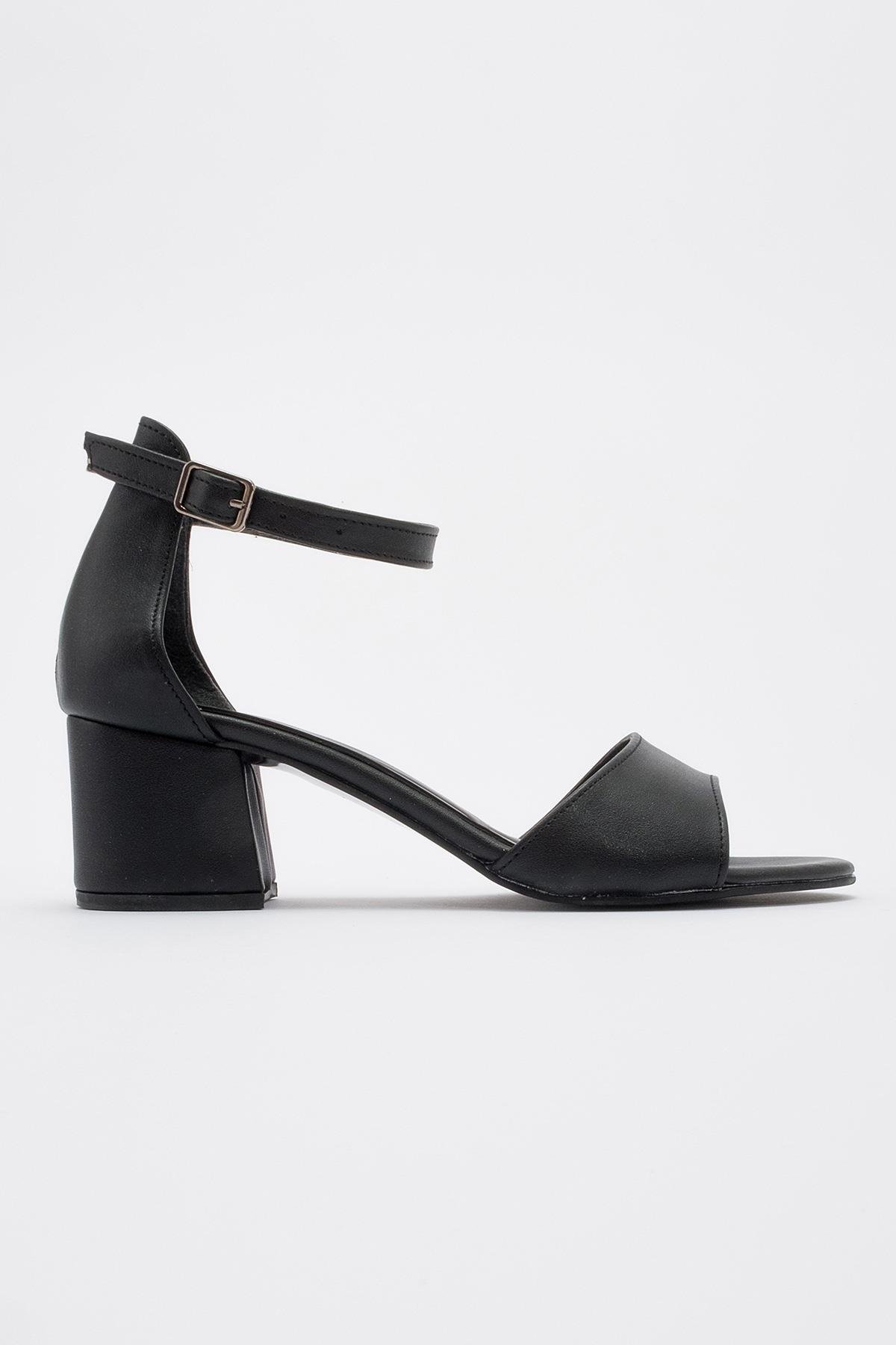 Kadın Bantlı Topuklu Sandalet SİYAH CİLT - Görsel 3