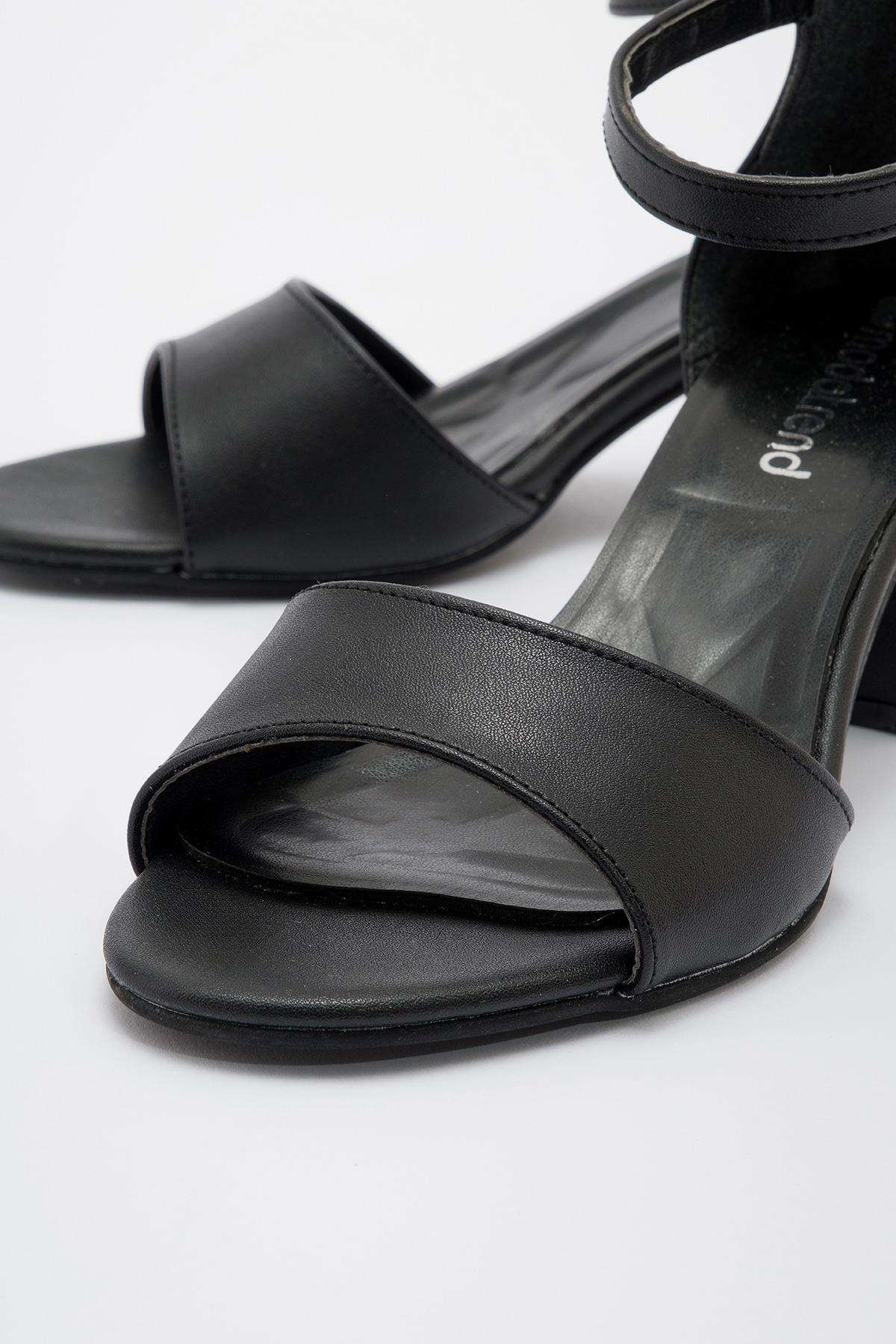 Kadın Bantlı Topuklu Sandalet SİYAH CİLT - Görsel 4