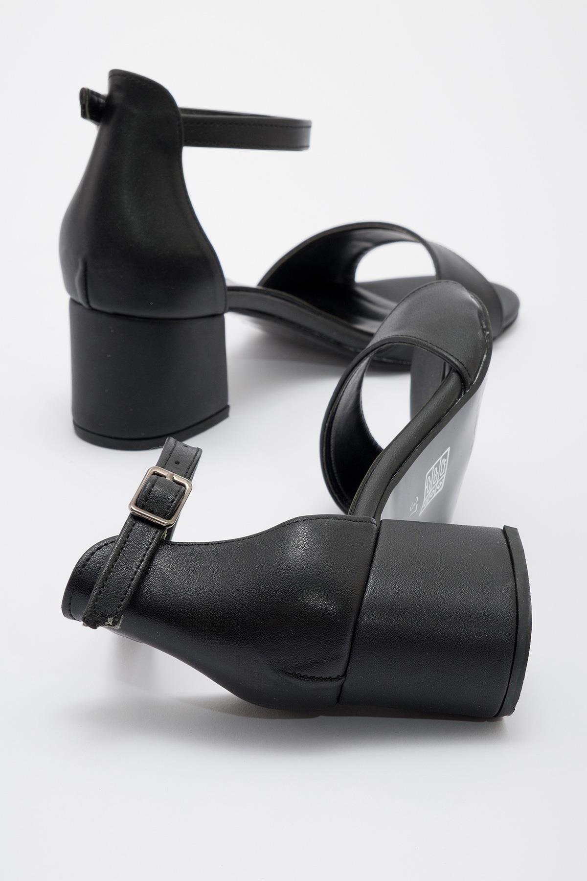 Kadın Bantlı Topuklu Sandalet SİYAH CİLT - Görsel 5