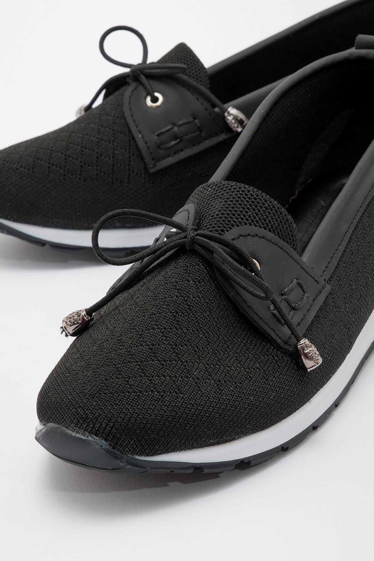 Kaydırmaz Taban Taşlı Kadın Babet SİYAH - Görsel 4