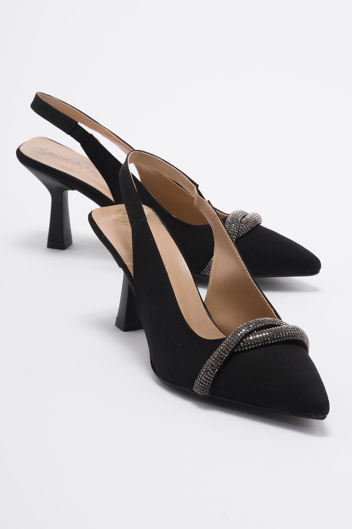 Kadın Taşlı Topuklu Ayakkabı SİYAH ZRA - Görsel 2