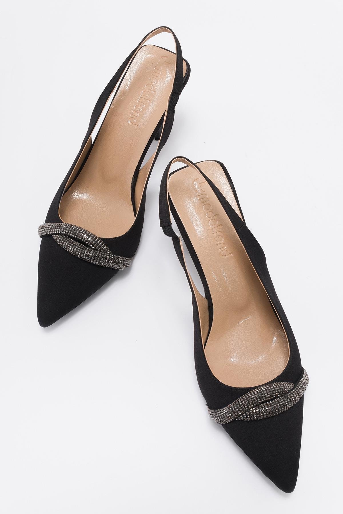 Kadın Taşlı Topuklu Ayakkabı SİYAH ZRA - Görsel 6