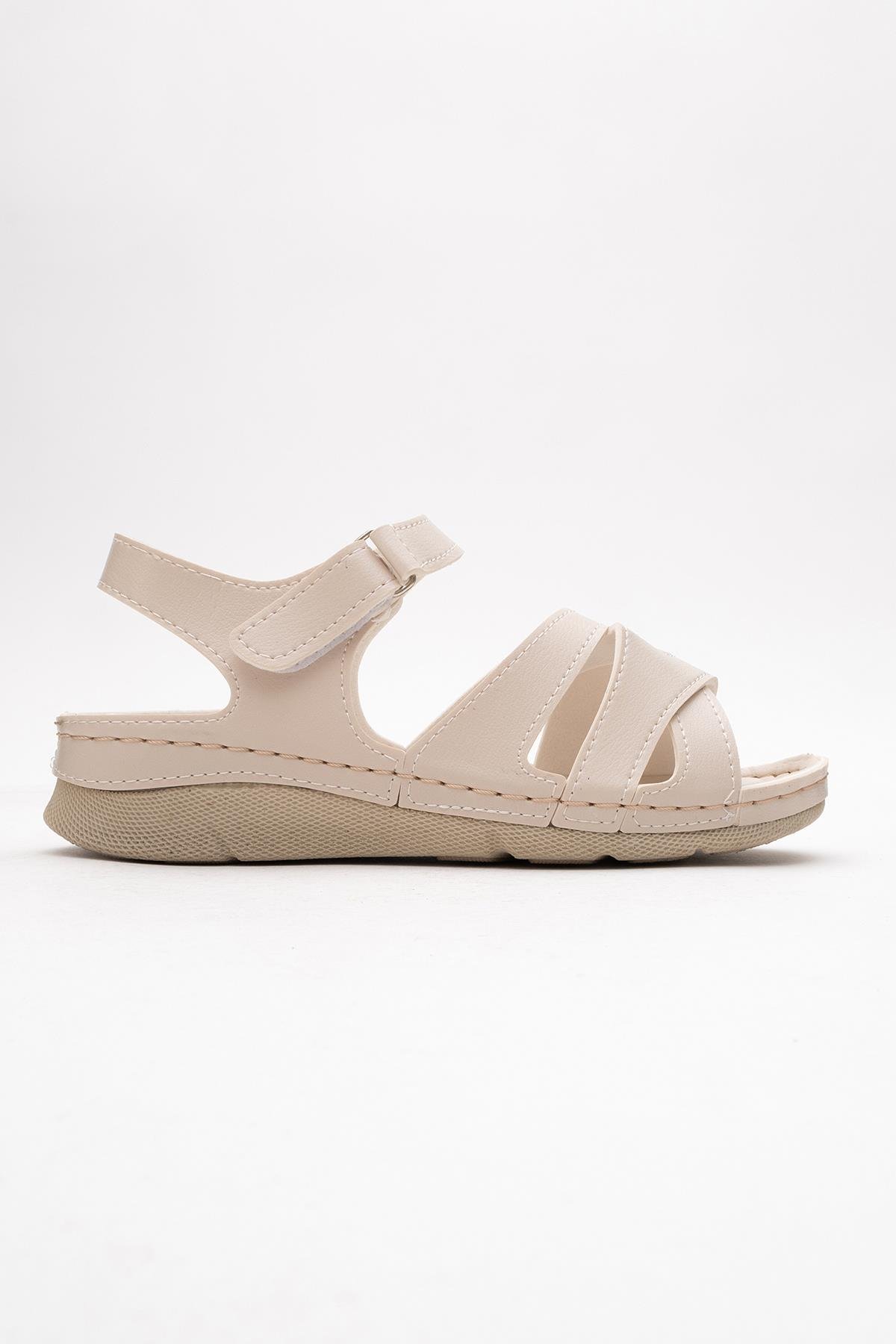 Kadın Cırtlı Sandalet BEJ - Görsel 3