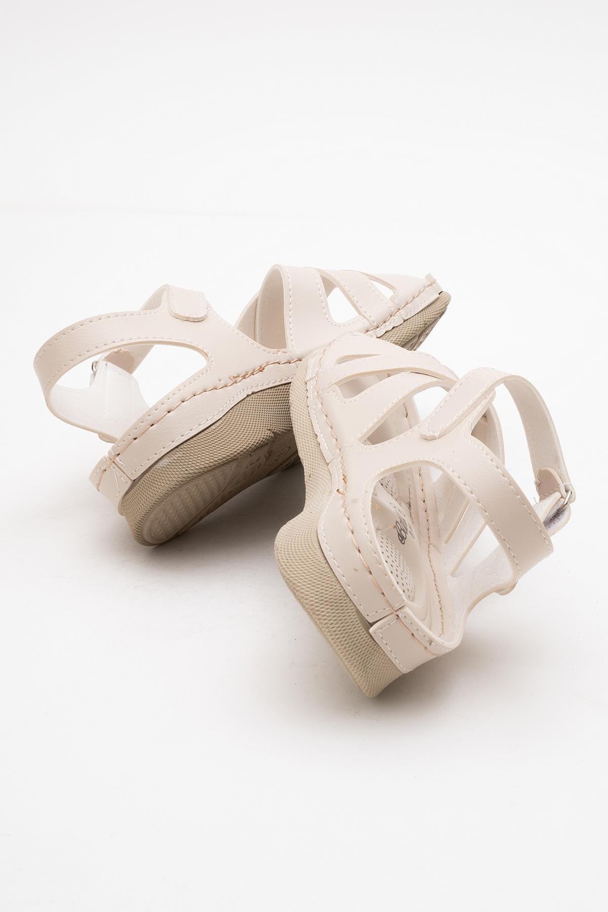 Kadın Cırtlı Sandalet BEJ - Görsel 5