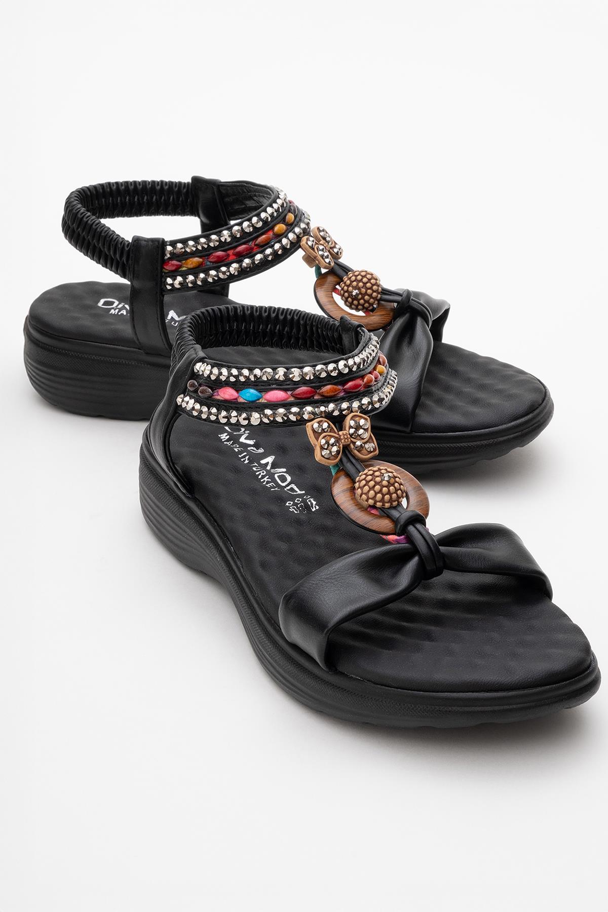 Kadın Aksesuarlı Sandalet SİYAH - Görsel 2