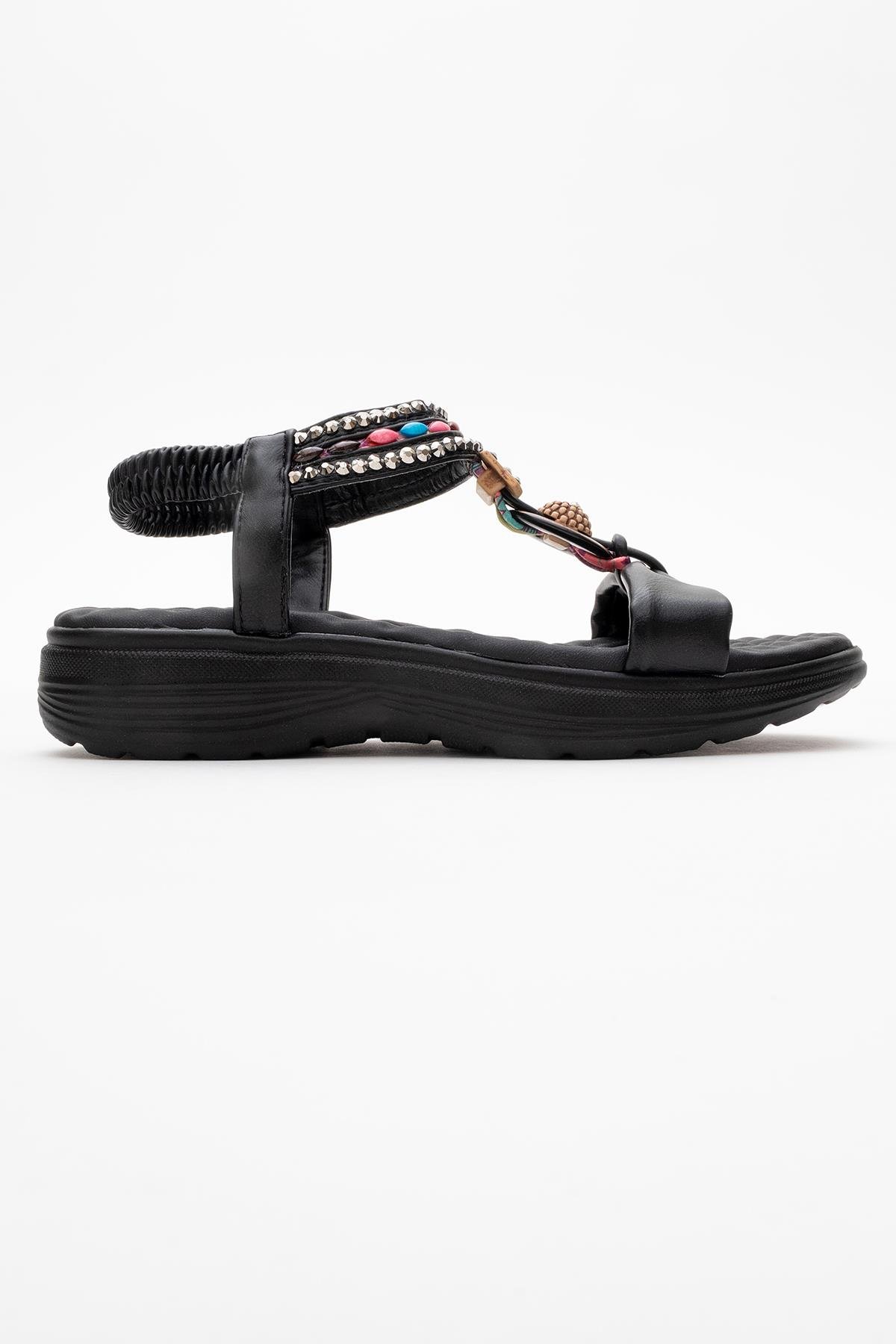 Kadın Aksesuarlı Sandalet SİYAH - Görsel 3