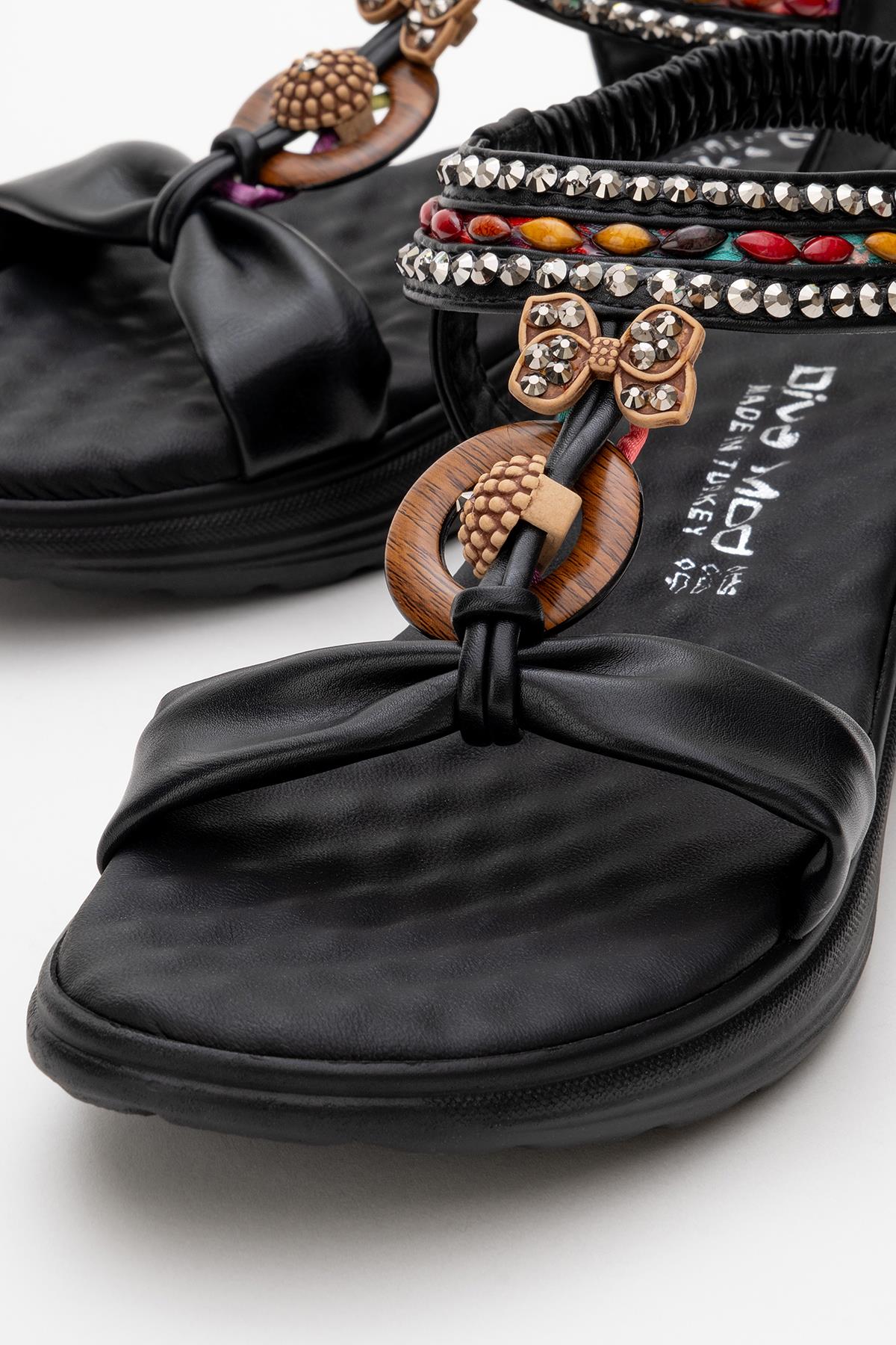 Kadın Aksesuarlı Sandalet SİYAH - Görsel 4