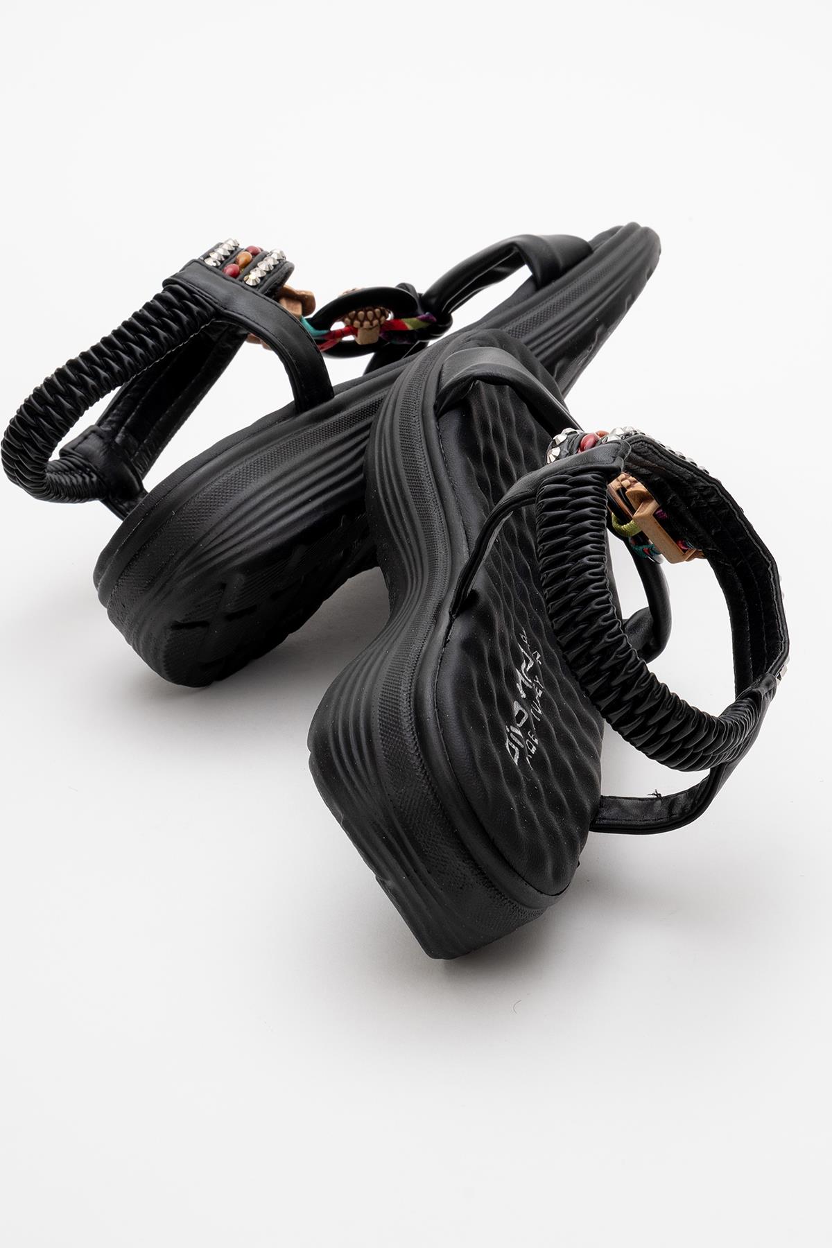 Kadın Aksesuarlı Sandalet SİYAH - Görsel 5