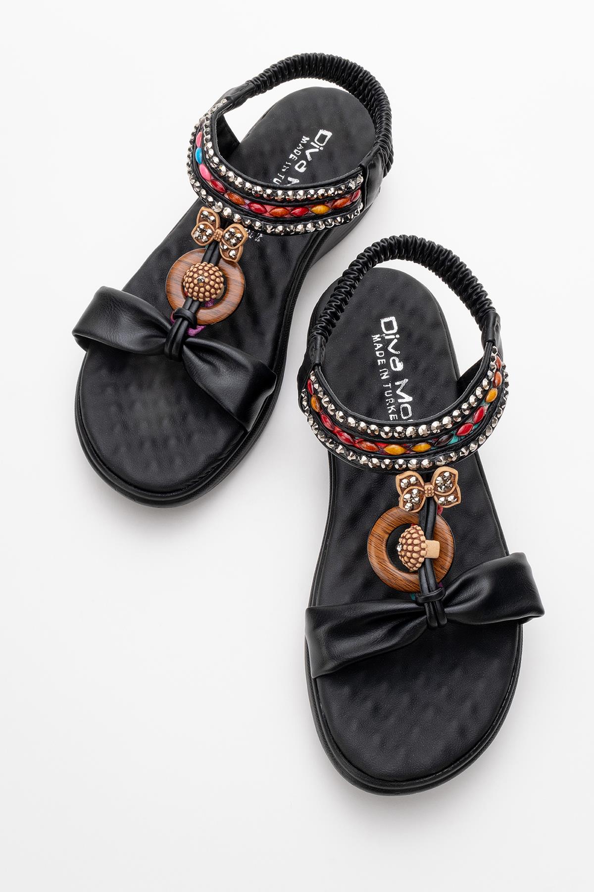 Kadın Aksesuarlı Sandalet SİYAH - Görsel 6