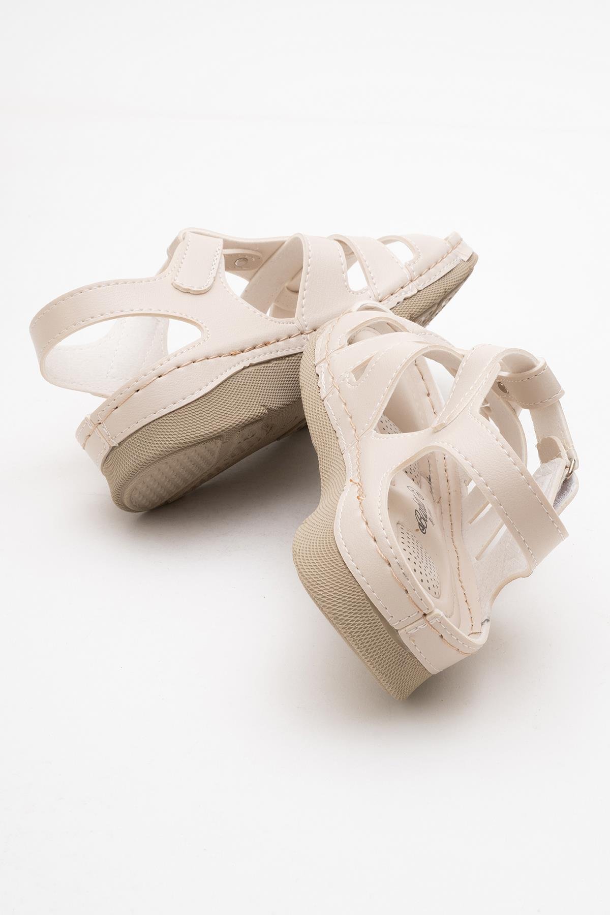 Kadın Cırtlı Sandalet BEJ - Görsel 5