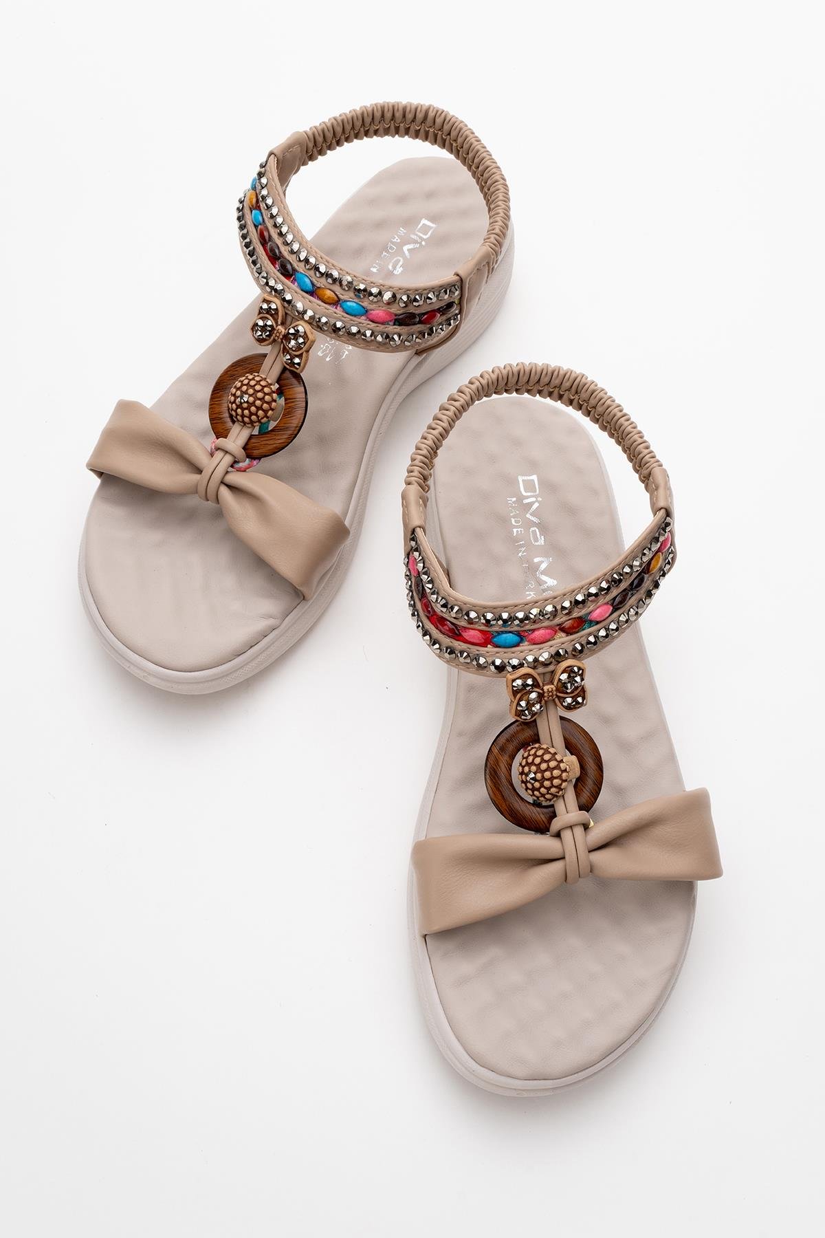 Kadın Aksesuarlı Sandalet BEJ - Görsel 6