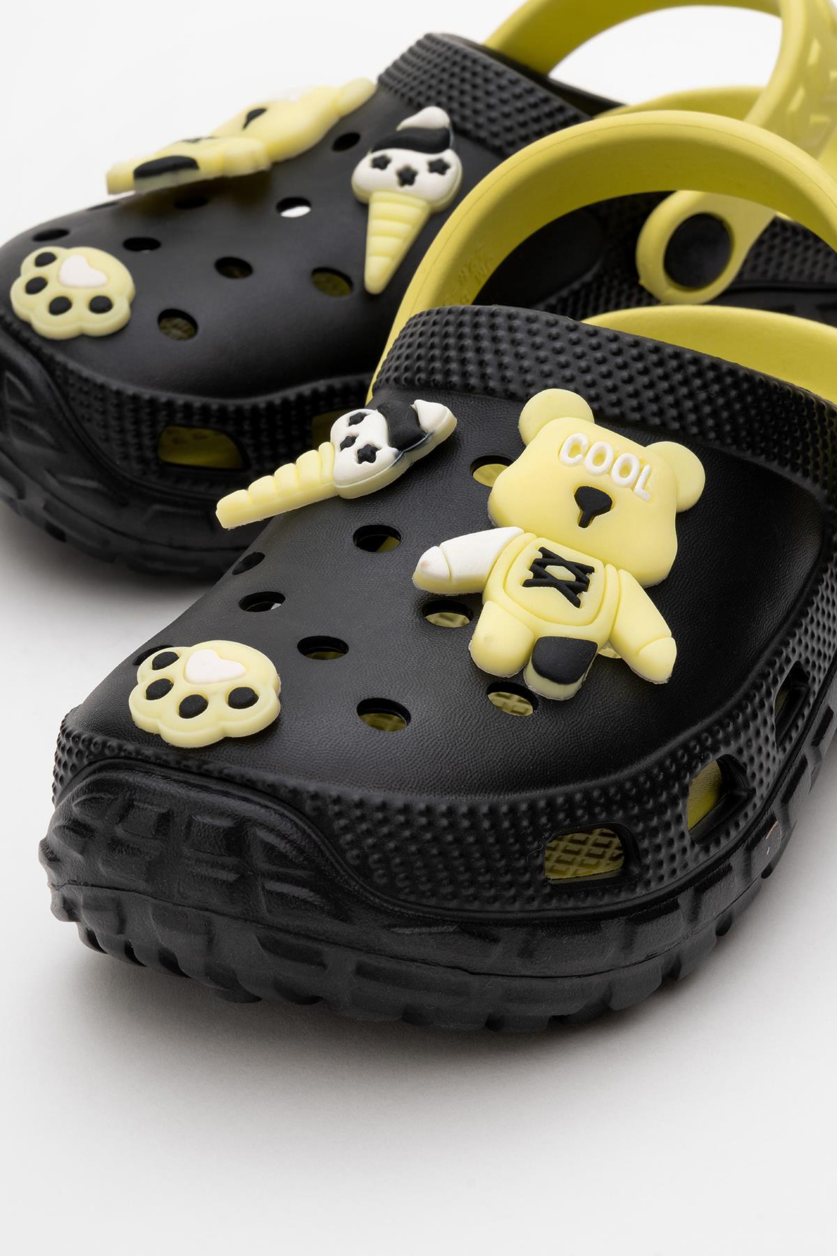 Çocuk Emojili Sabo Terlik 26-35 SİYAH - Görsel 4