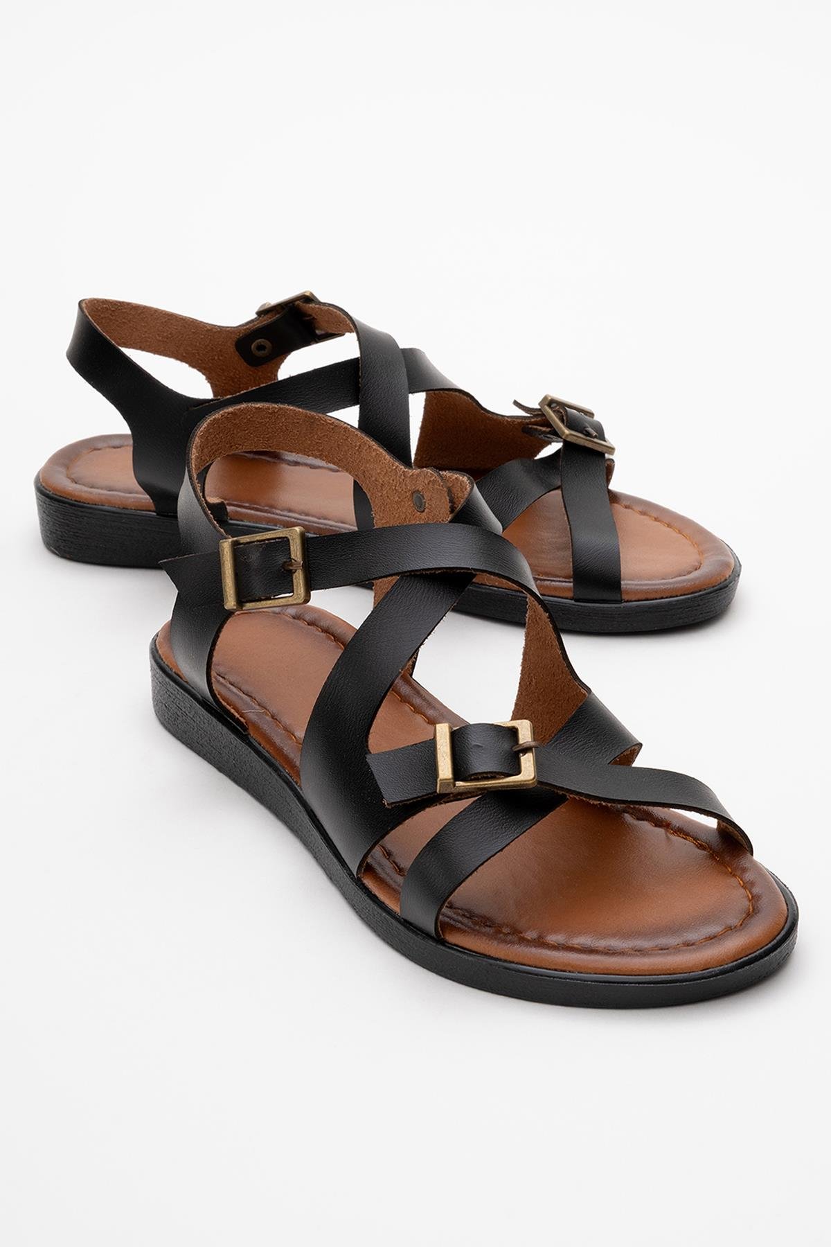 Çapraz Biyeli Kadın Sandalet SİYAH - Görsel 2