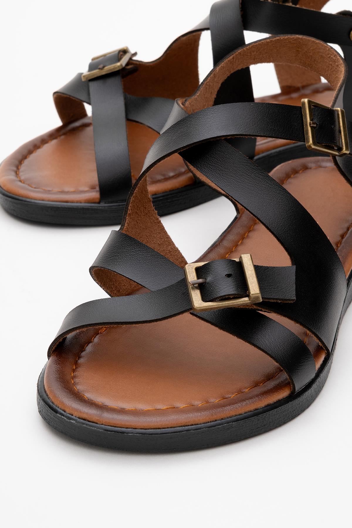 Çapraz Biyeli Kadın Sandalet SİYAH - Görsel 4