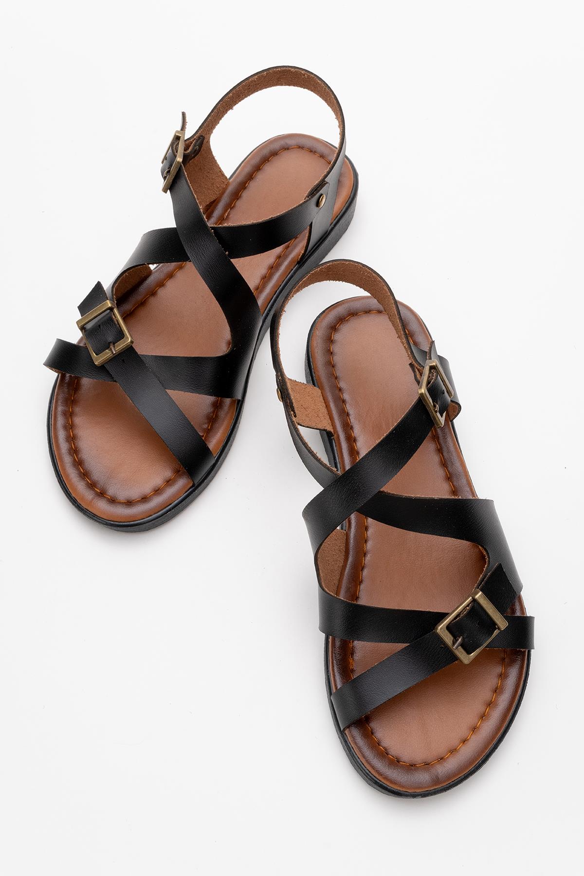 Çapraz Biyeli Kadın Sandalet SİYAH - Görsel 6