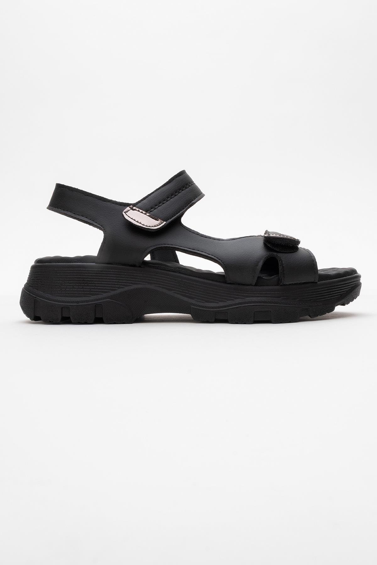 Kadın Çift Cırtlı Sandalet SİYAH - Görsel 3
