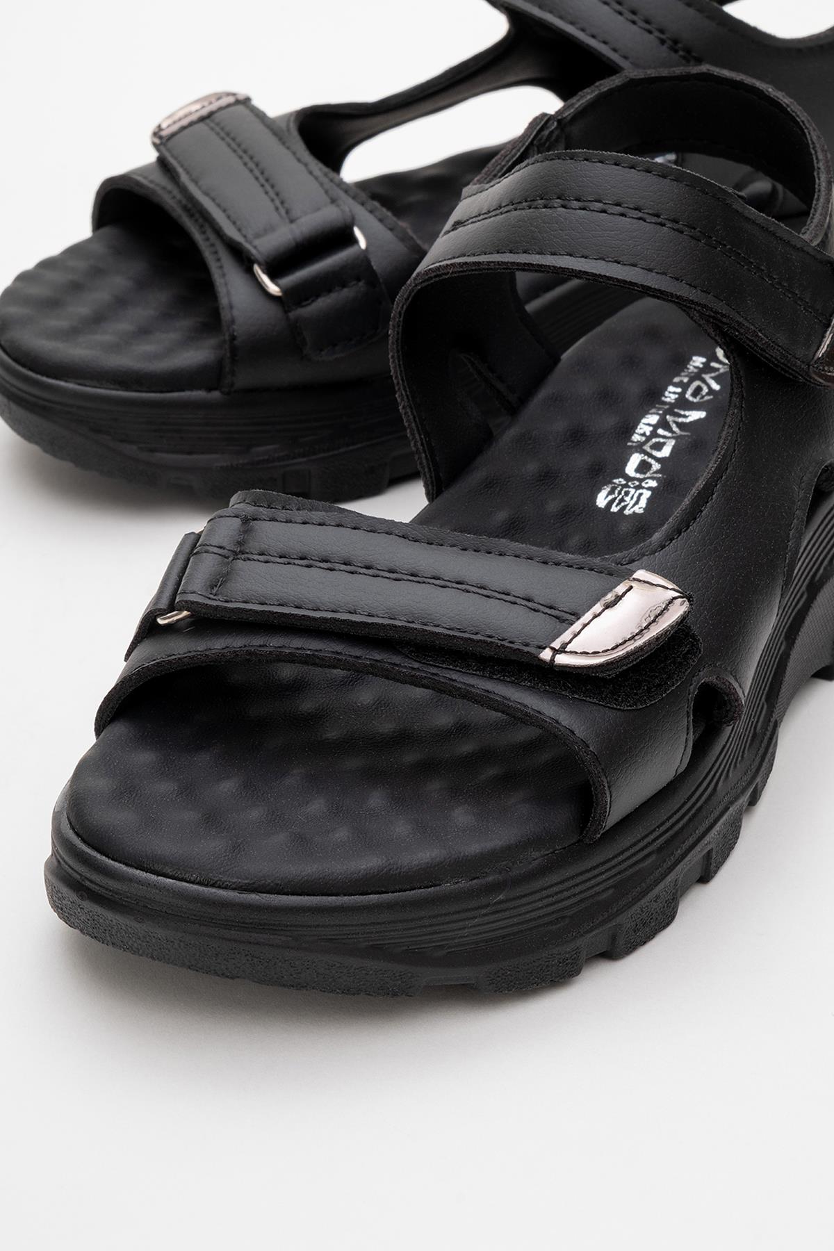 Kadın Çift Cırtlı Sandalet SİYAH - Görsel 4