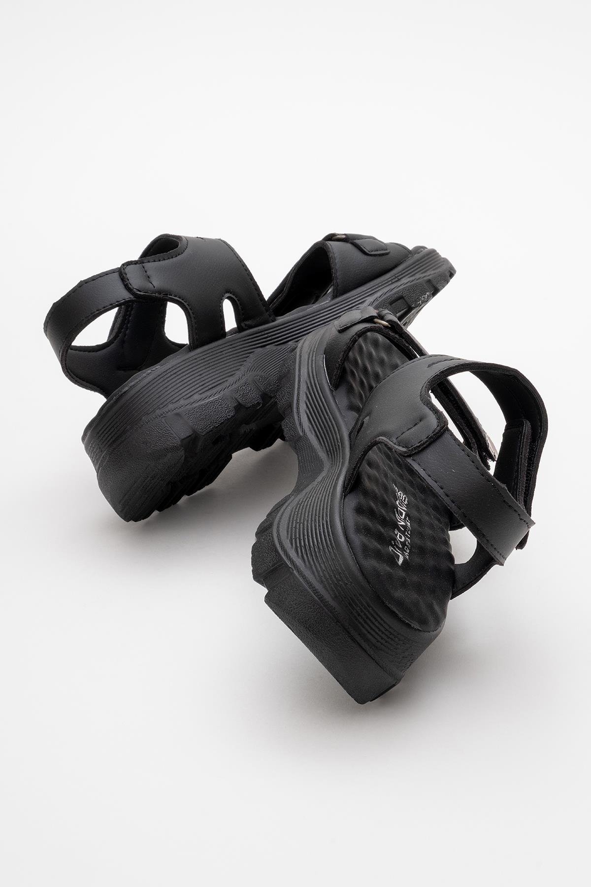 Kadın Çift Cırtlı Sandalet SİYAH - Görsel 5