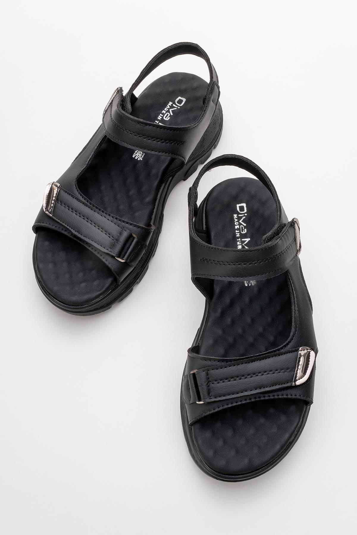 Kadın Çift Cırtlı Sandalet SİYAH - Görsel 6