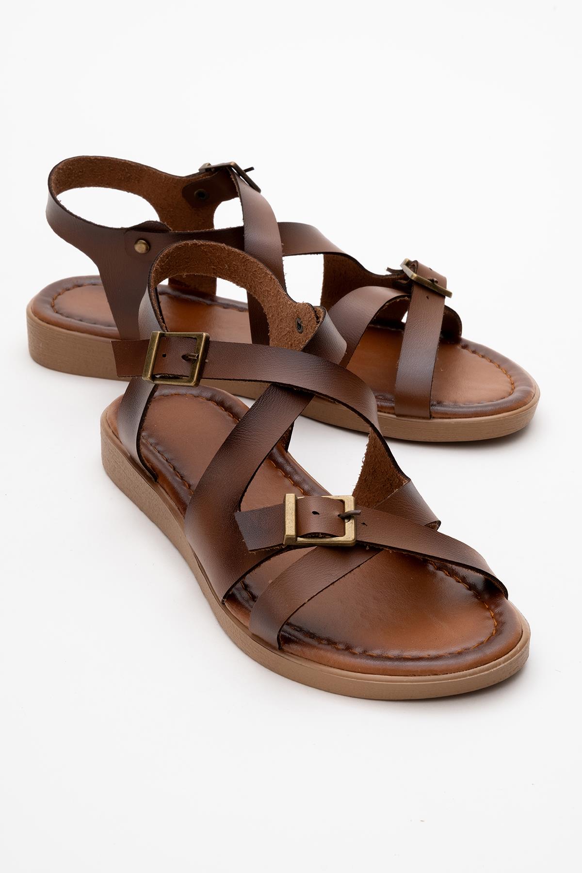 Çapraz Biyeli Kadın Sandalet TABA - Görsel 2