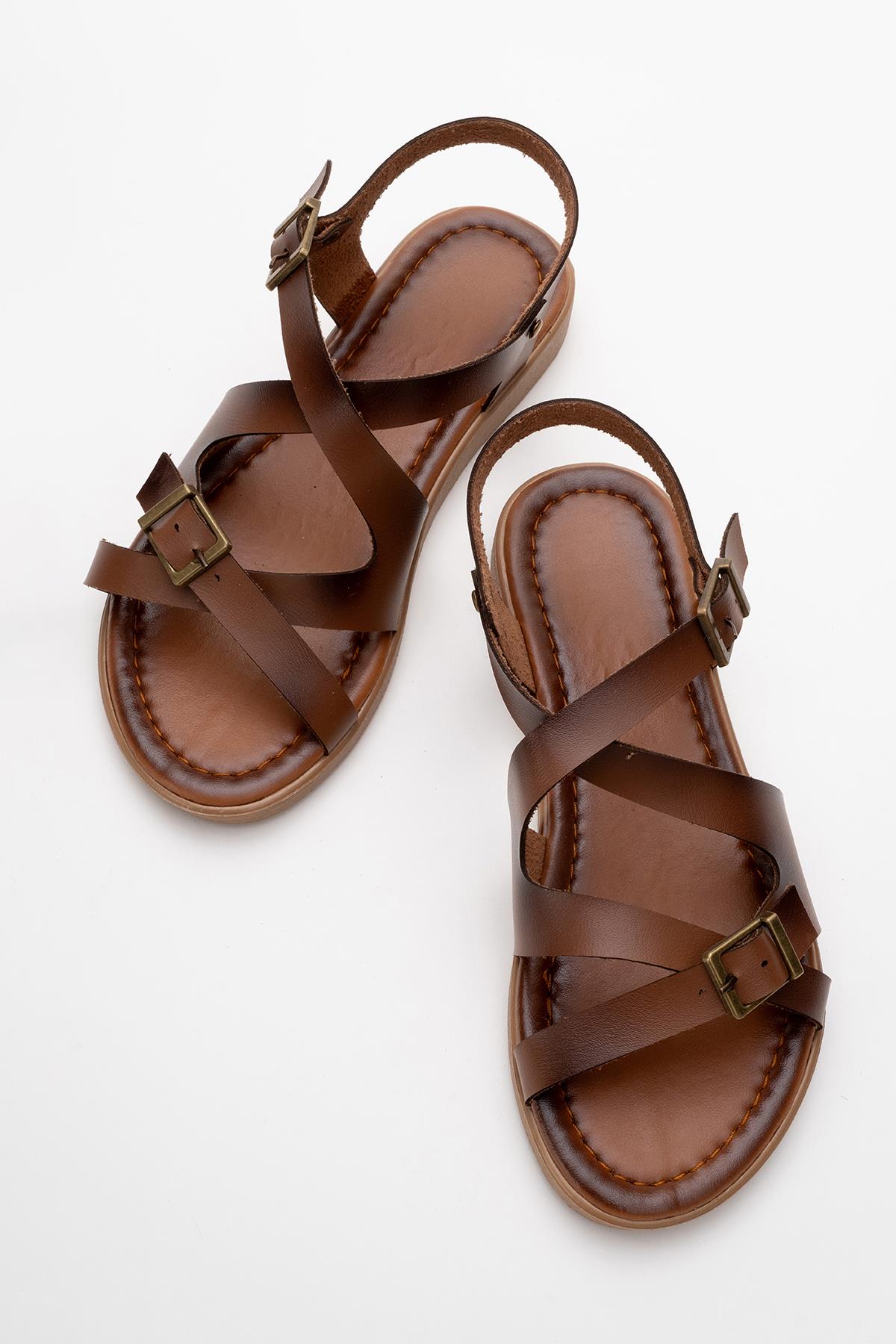 Çapraz Biyeli Kadın Sandalet TABA - Görsel 6