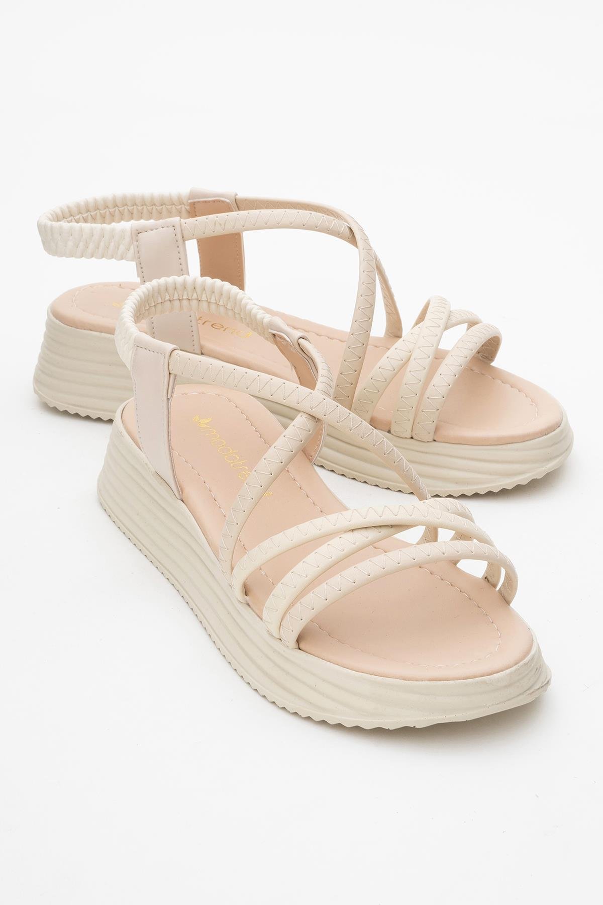 Kadın Çapraz Biyeli Sandalet BEJ BEJ - Görsel 2