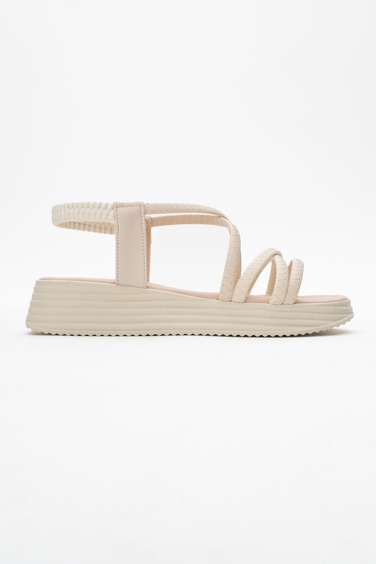 Kadın Çapraz Biyeli Sandalet BEJ BEJ - Görsel 3