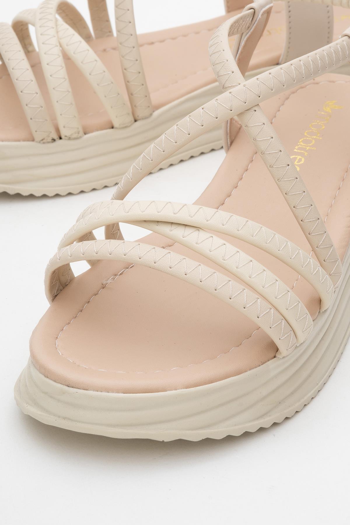 Kadın Çapraz Biyeli Sandalet BEJ BEJ - Görsel 4