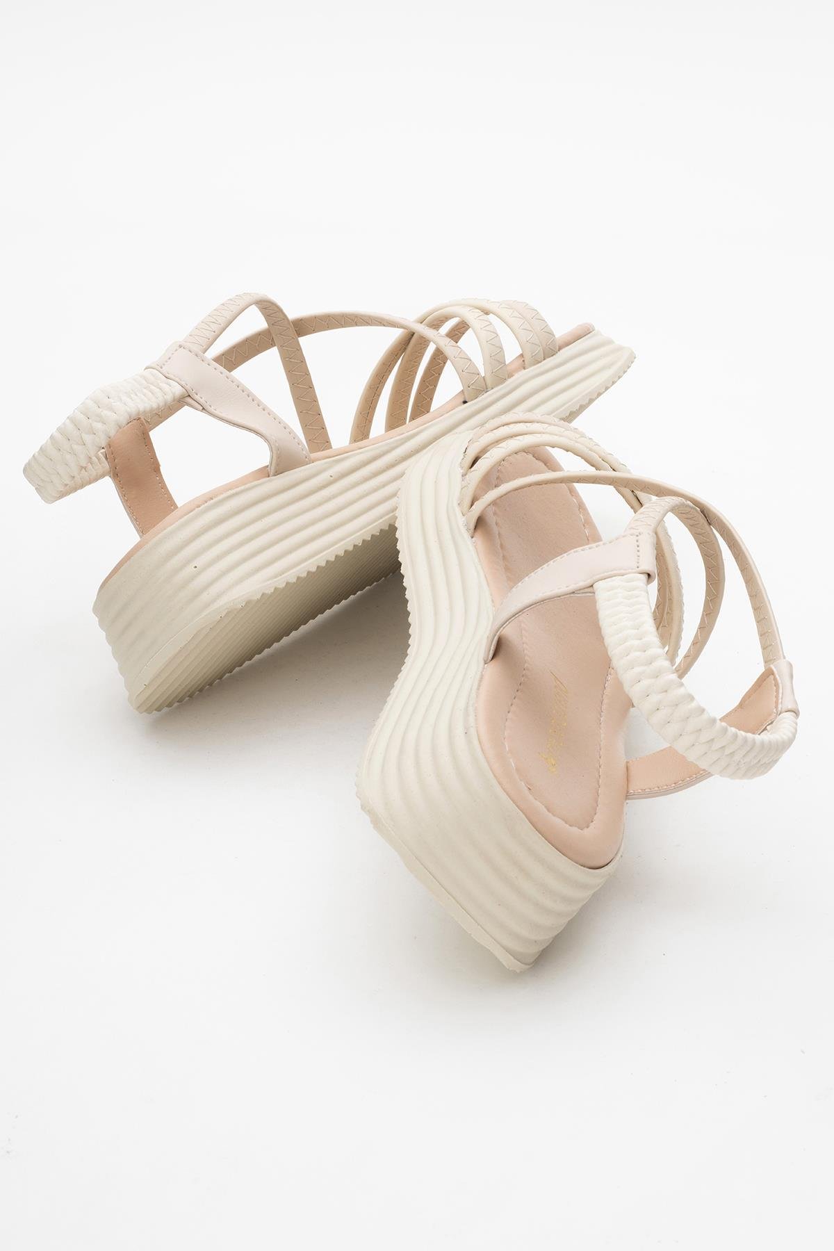Kadın Çapraz Biyeli Sandalet BEJ BEJ - Görsel 5