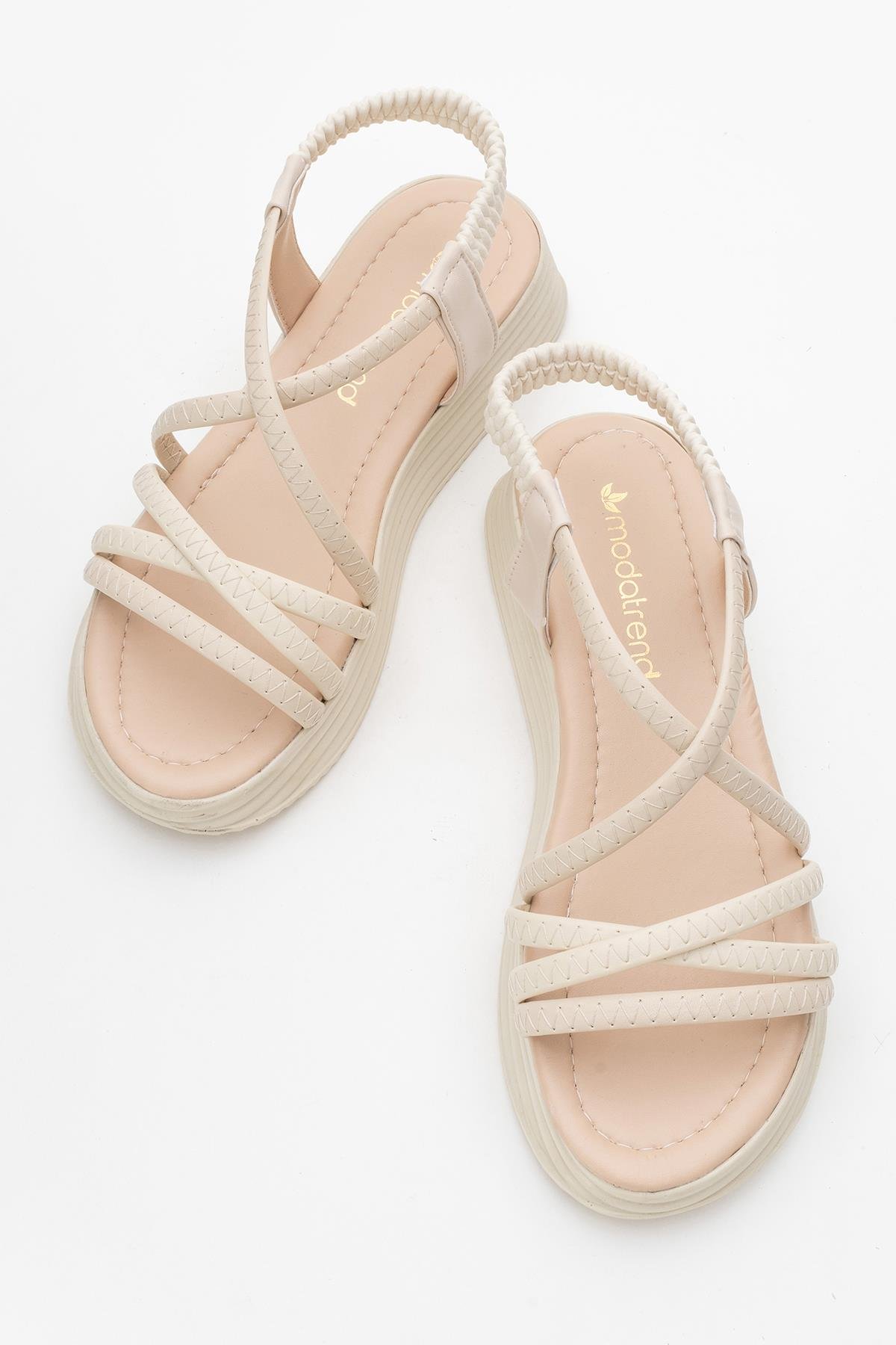 Kadın Çapraz Biyeli Sandalet BEJ BEJ - Görsel 6