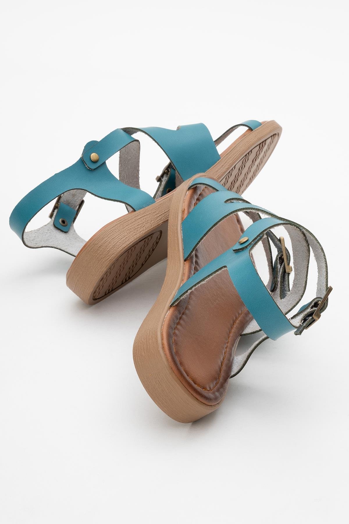 Çapraz Biyeli Kadın Sandalet TURKUAZ - Görsel 5