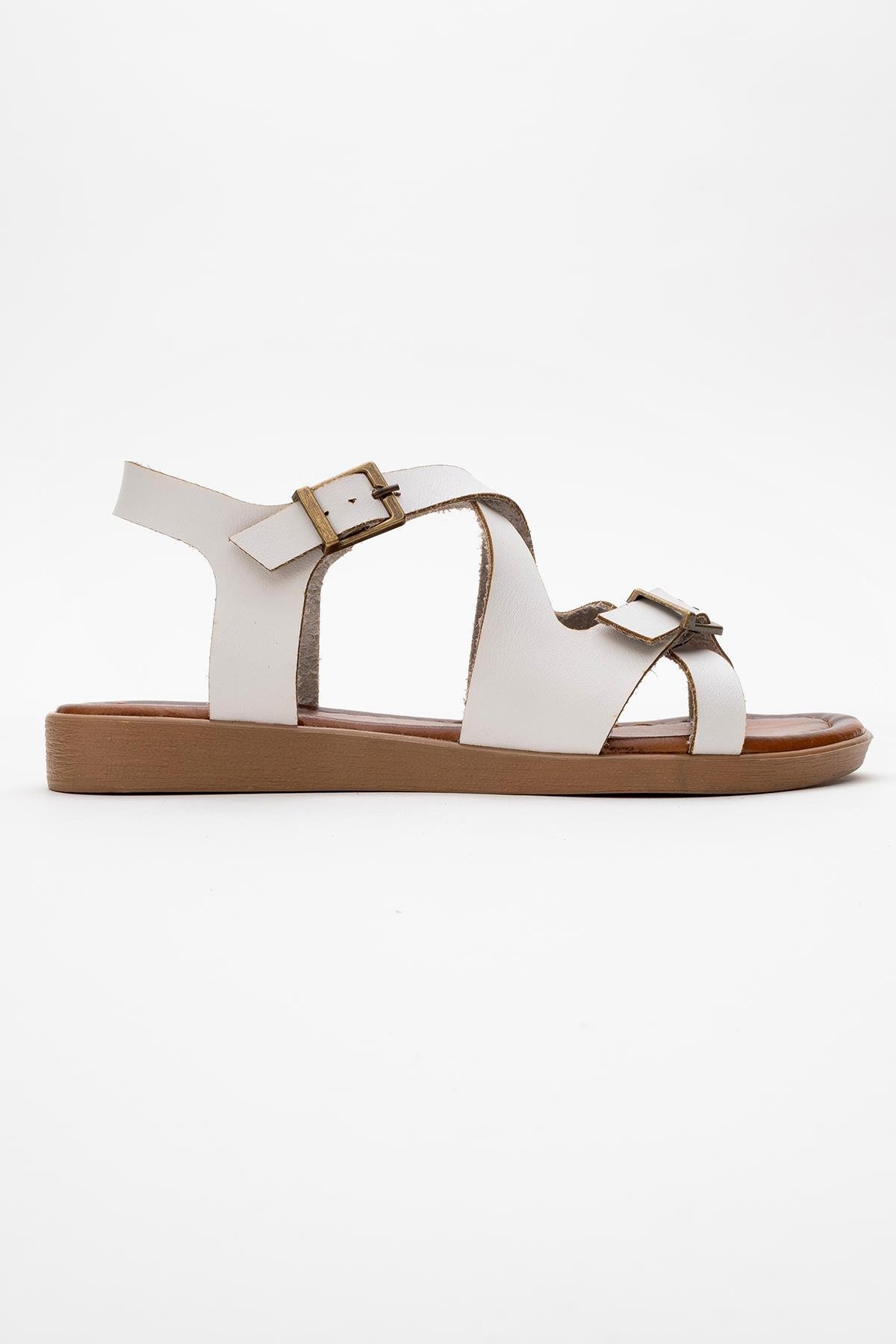 Çapraz Biyeli Kadın Sandalet BEYAZ - Görsel 3