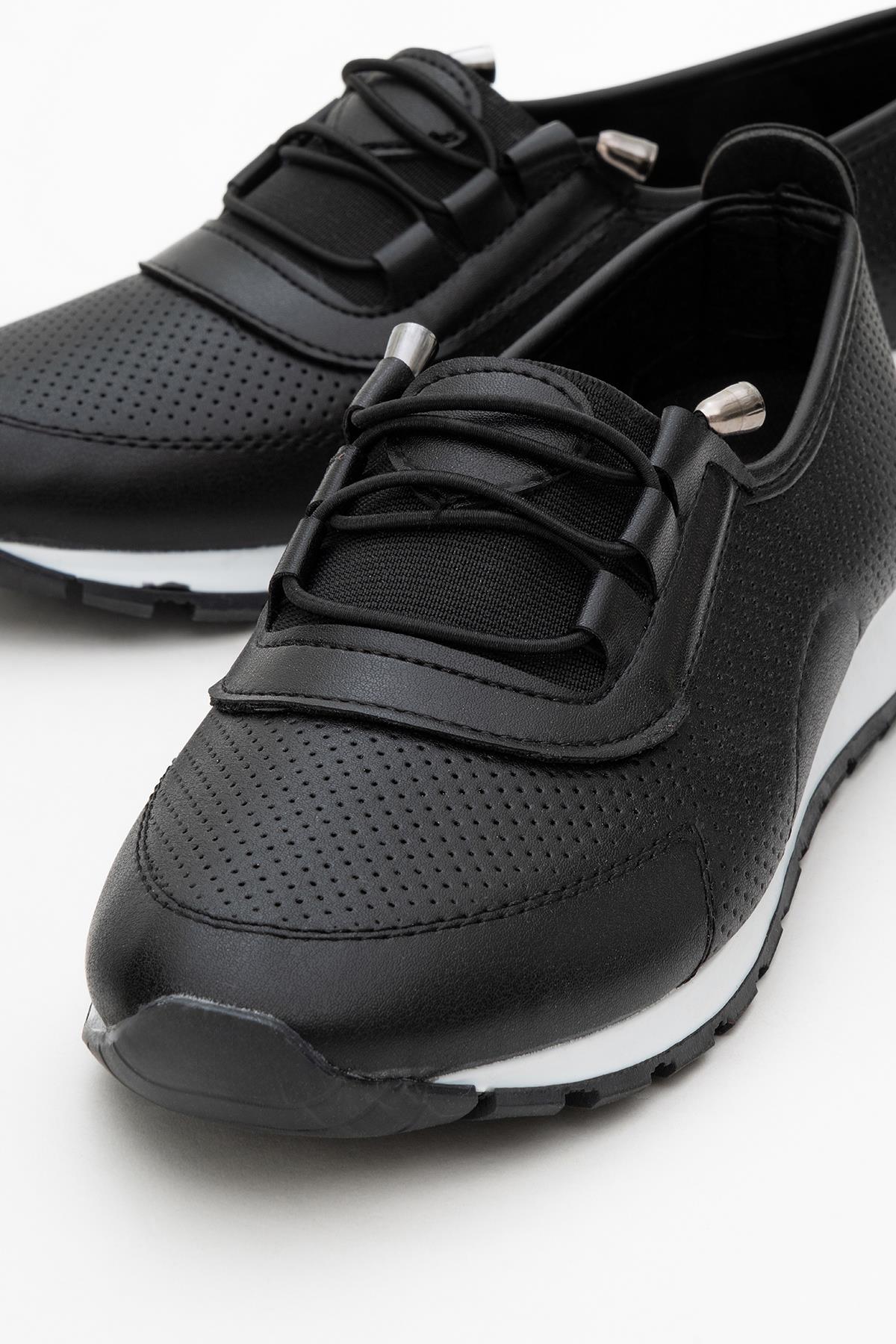 Kadın Bağcıklı Günlük Ayakkabı SİYAH CİLT - Görsel 4