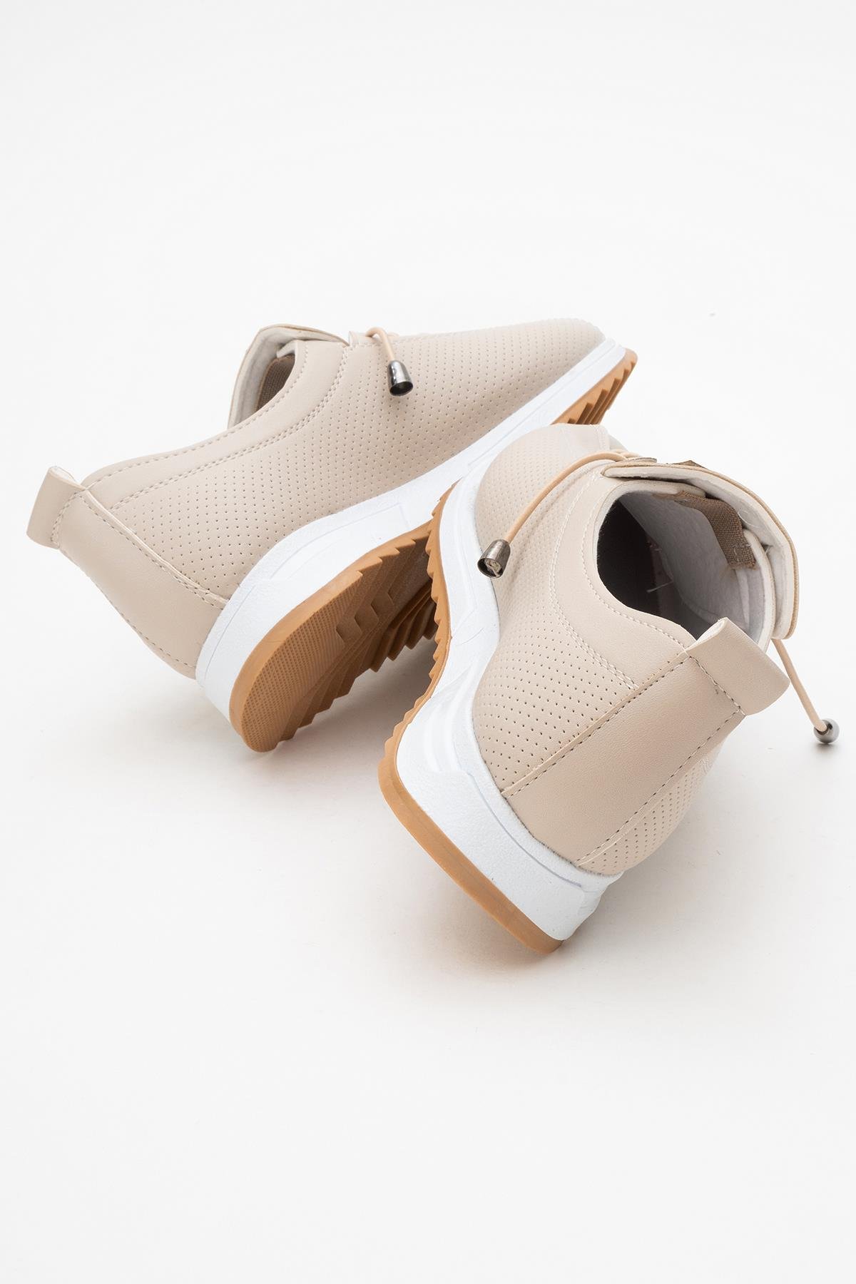 Kadın Bağcıklı Günlük Ayakkabı BEJ CİLT - Görsel 5