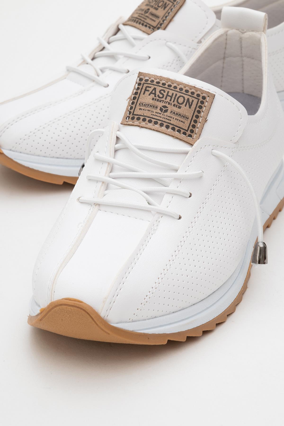 Ccway Kadın Bağcıklı Günlük Ayakkabı BEYAZ CİLT - Görsel 4