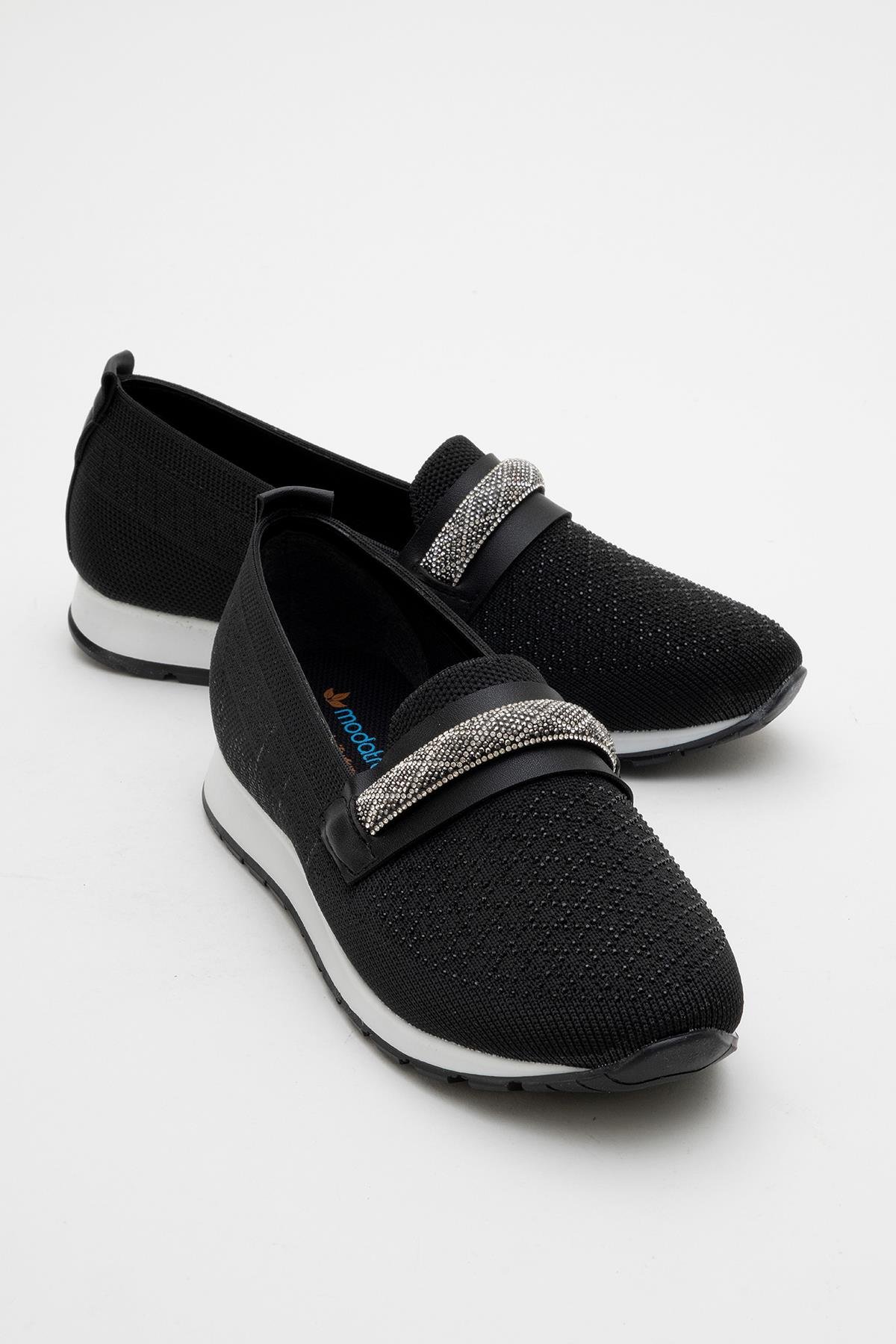 Kadın Taşlı Triko Günlük Ayakkabı SİYAH - Görsel 3