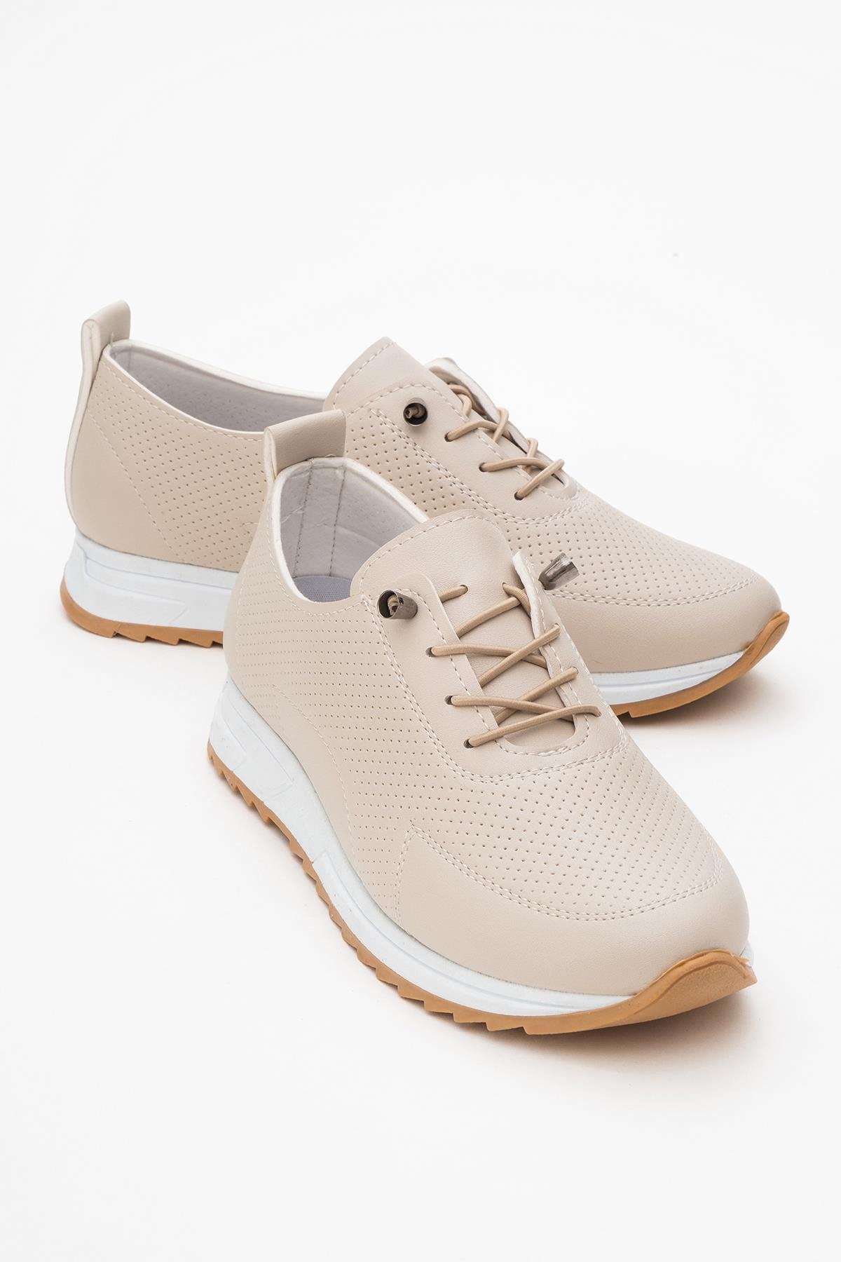 Kadın Bağcıklı Günlük Ayakkabı BEJ CİLT - Görsel 3
