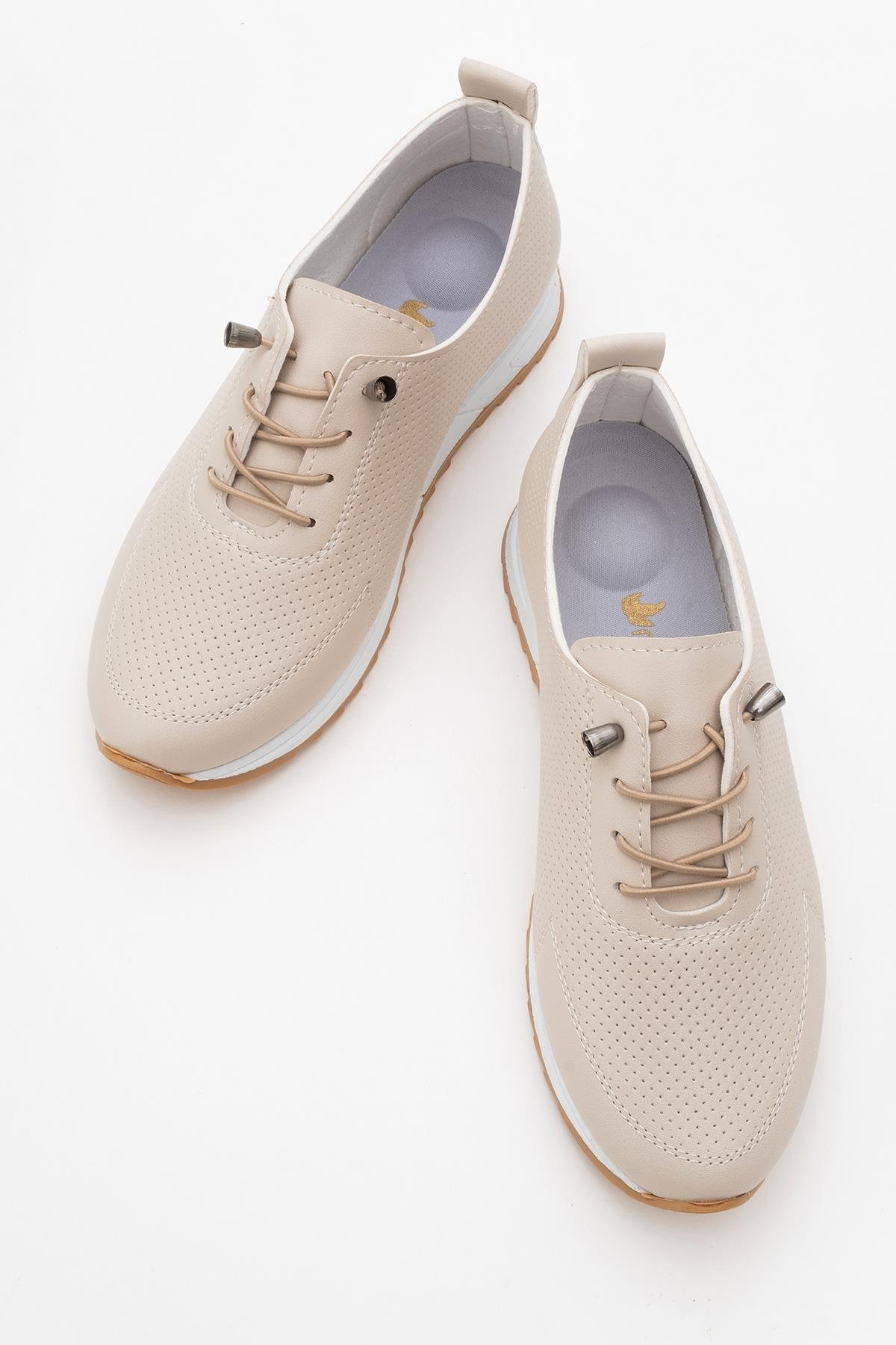 Kadın Bağcıklı Günlük Ayakkabı BEJ CİLT - Görsel 6