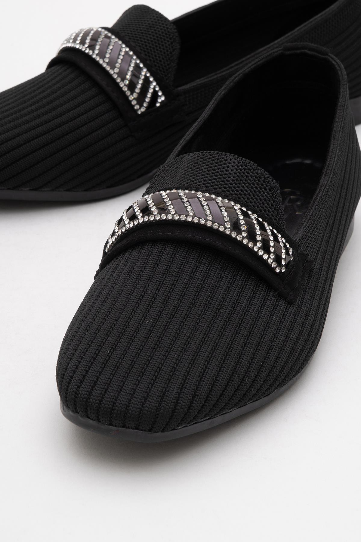 Kadın Tokalı Triko Ayakkabı SİYAH - Görsel 4