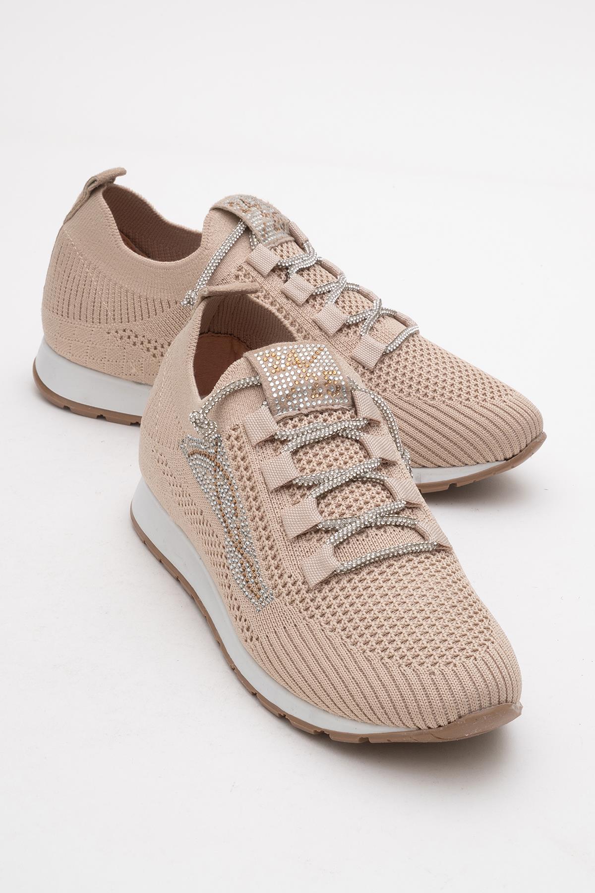 Kadın Taşlı Triko Günlük Ayakkabı NUDE - Görsel 3