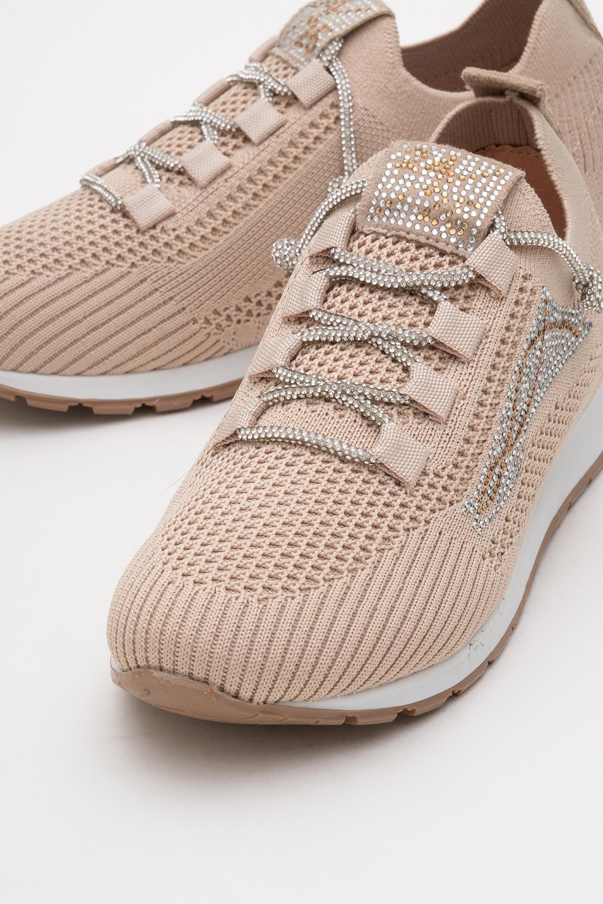 Kadın Taşlı Triko Günlük Ayakkabı NUDE - Görsel 4
