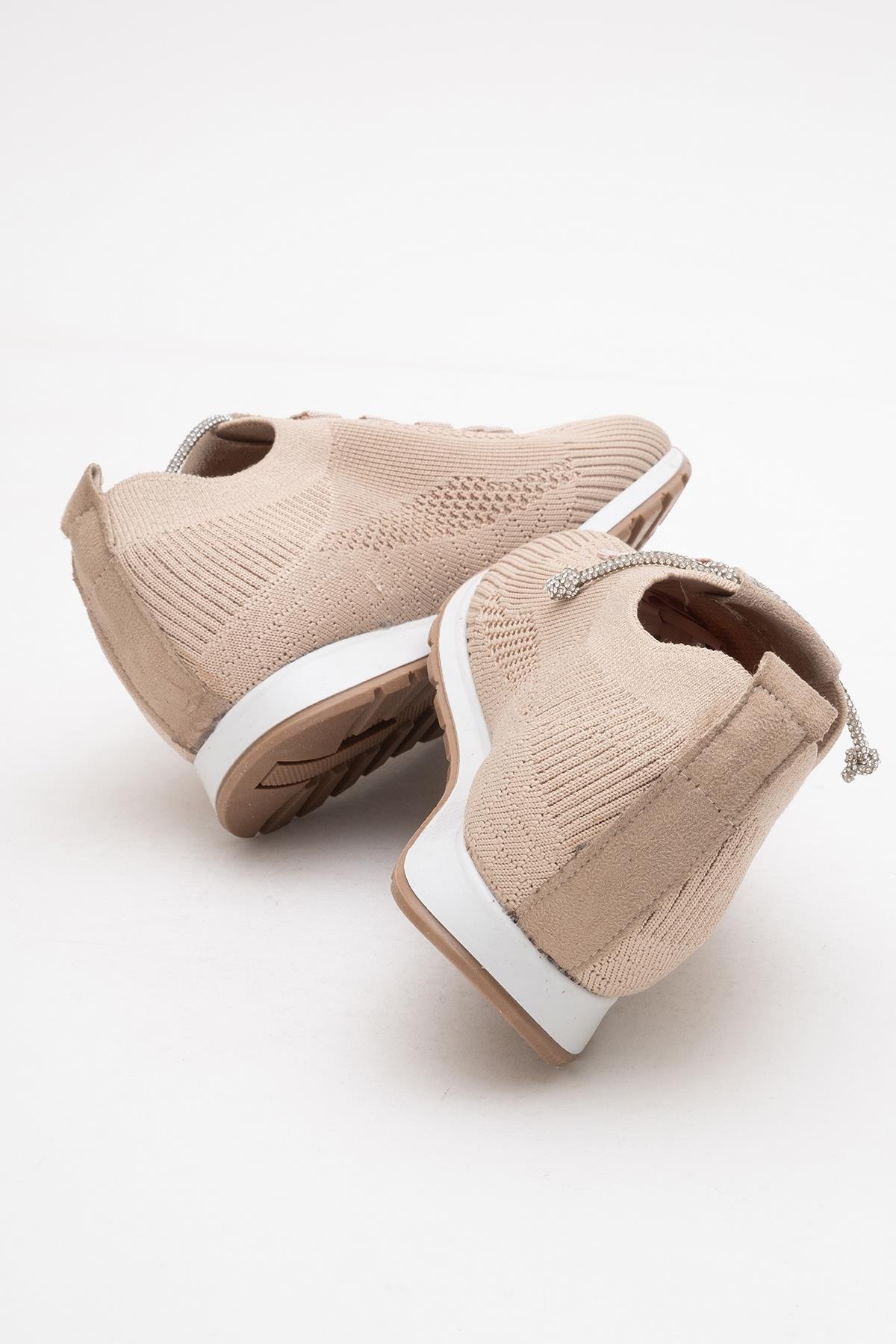 Kadın Taşlı Triko Günlük Ayakkabı NUDE - Görsel 5