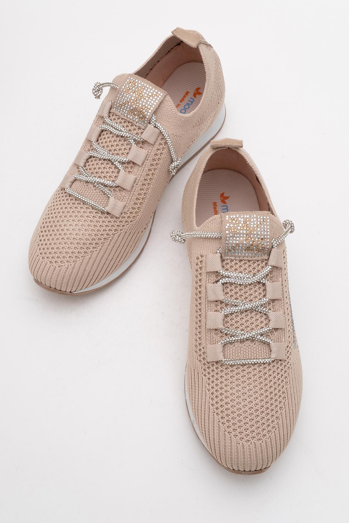 Kadın Taşlı Triko Günlük Ayakkabı NUDE - Görsel 6