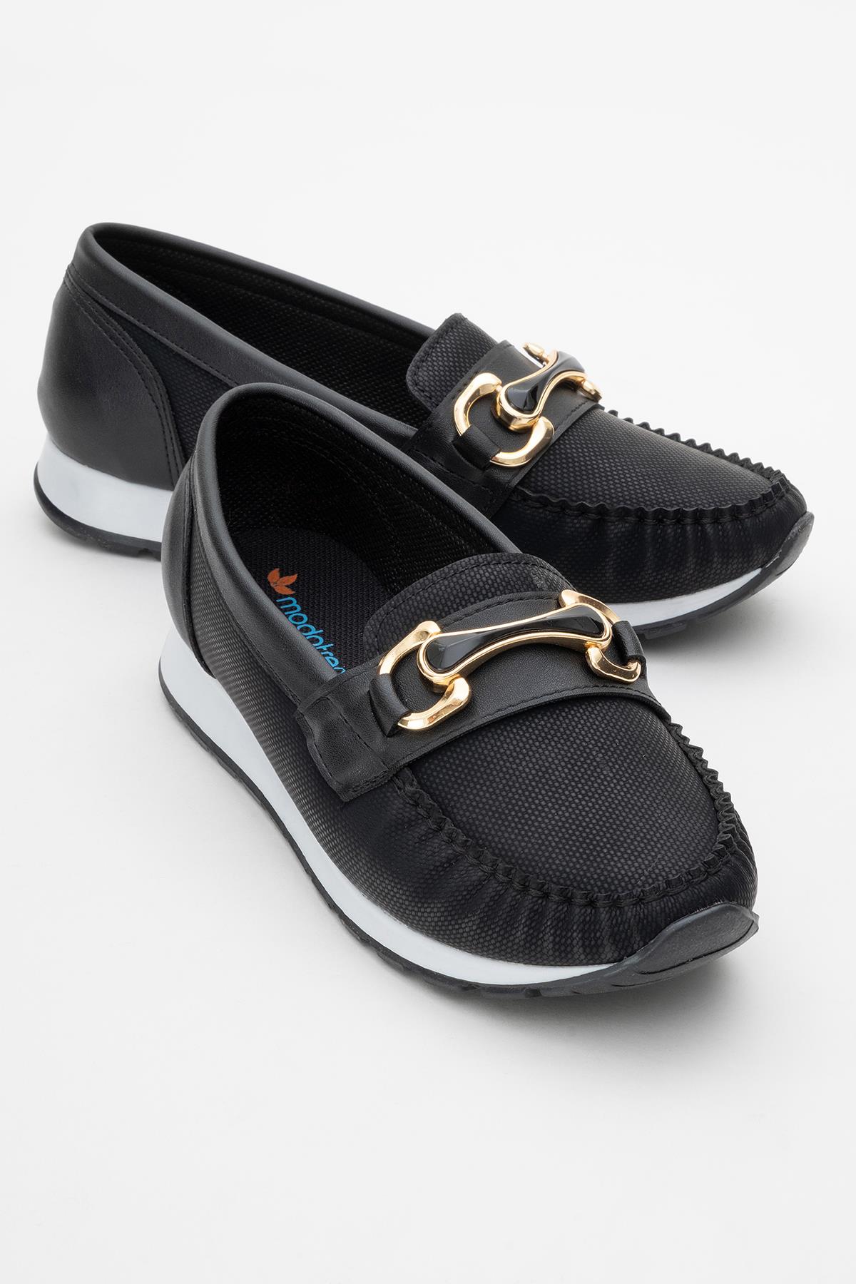 Kadın Tokalı Günlük Ayakkabı SİYAH KOT - Görsel 3