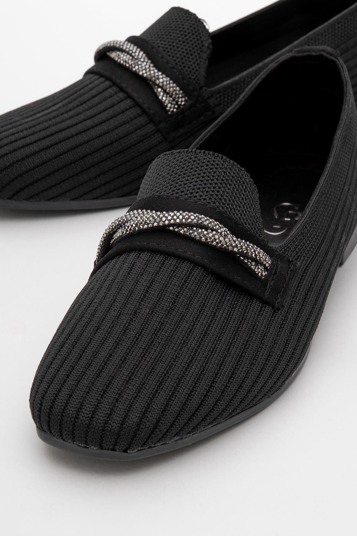 Kadın Taşlı Triko Ayakkabı SİYAH - Görsel 4