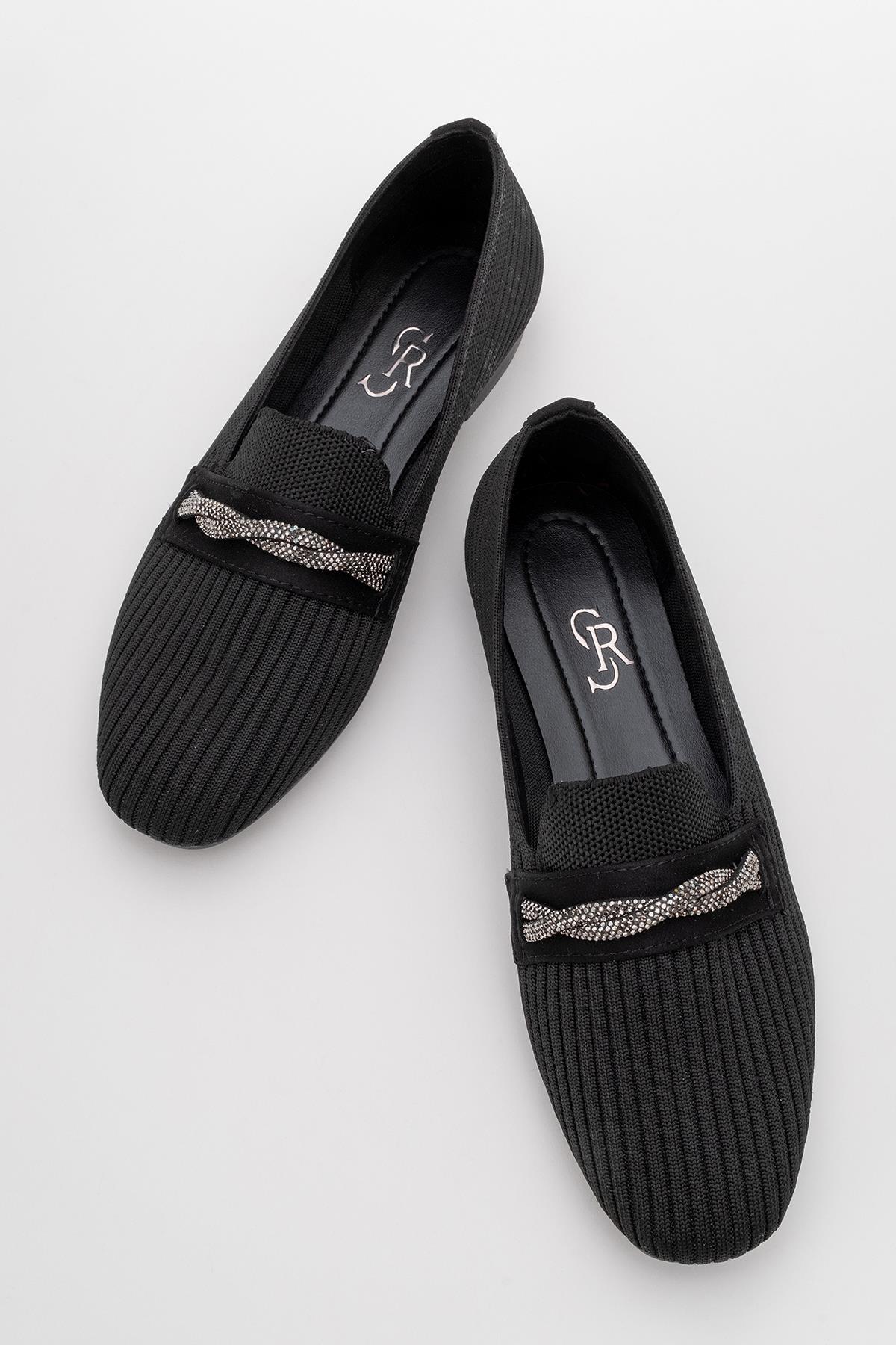 Kadın Taşlı Triko Ayakkabı SİYAH - Görsel 6