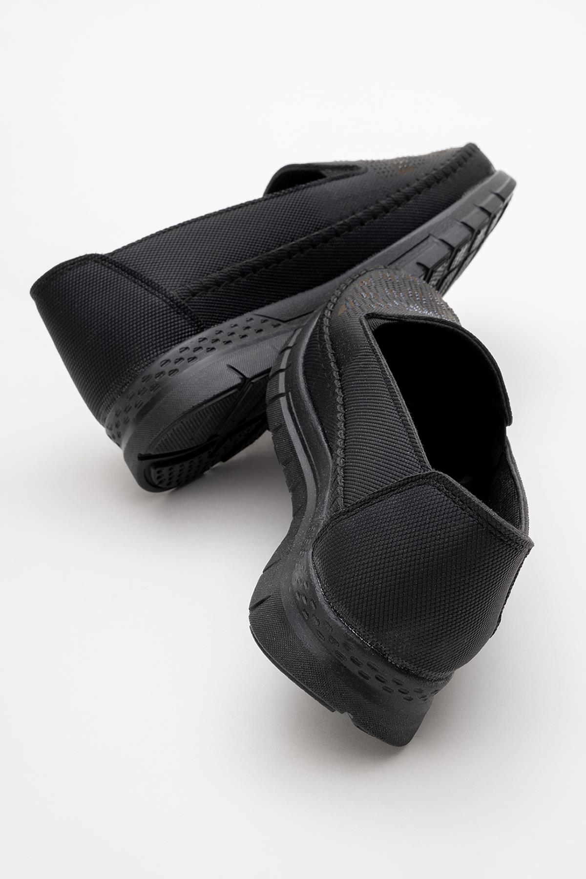 Kadın Taşlı Kare Desen Günlük Ayakkabı SİYAH KOT - Görsel 5