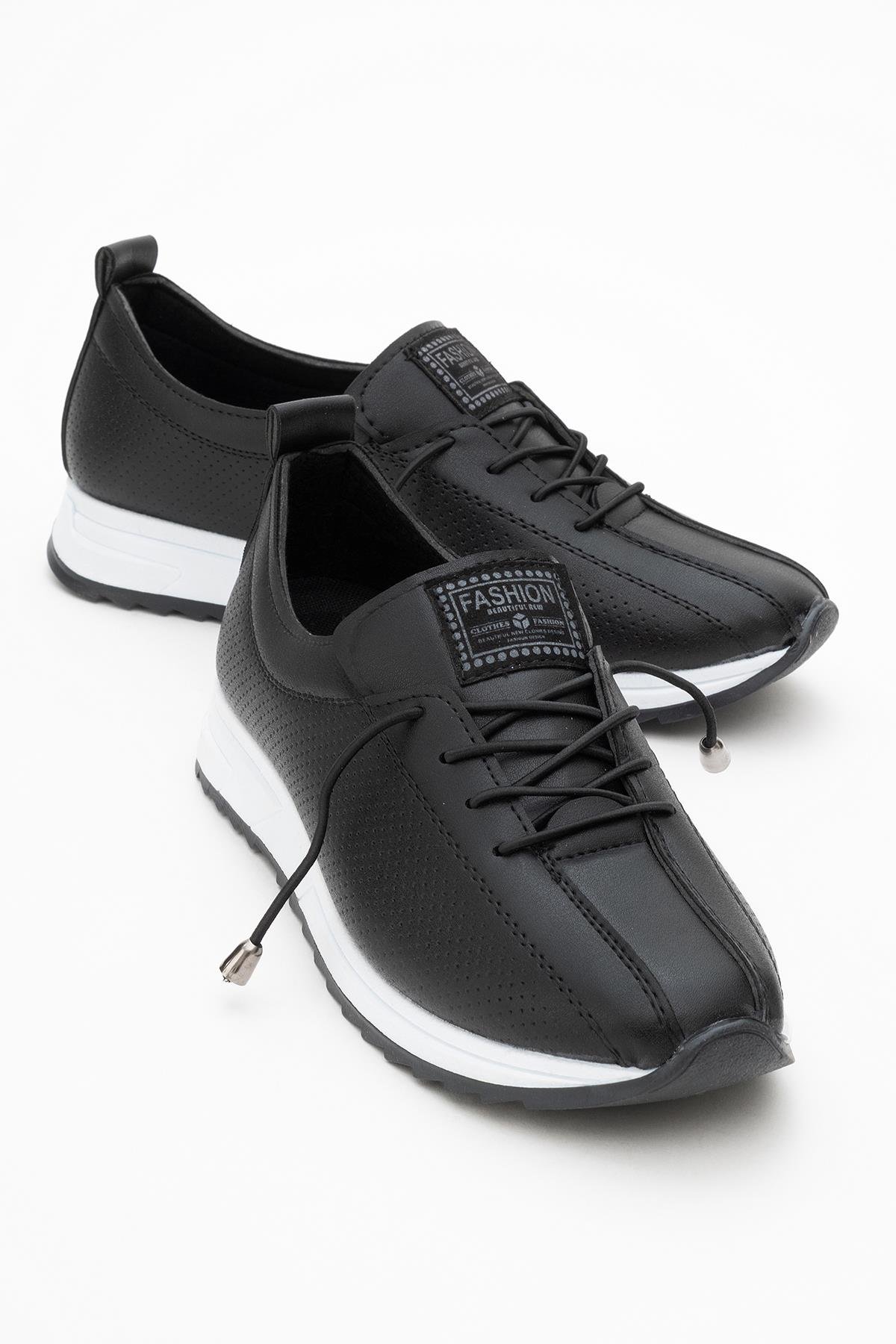 Kadın Bağcıklı Günlük Ayakkabı SİYAH CİLT - Görsel 3